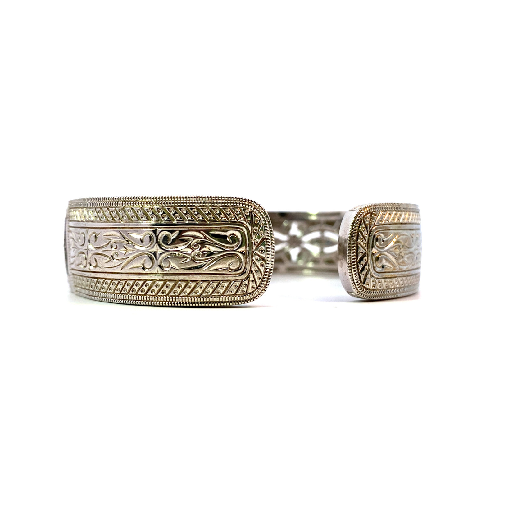 Sterling Silver Blue and White Diamond Hinged Cuff .75ctw