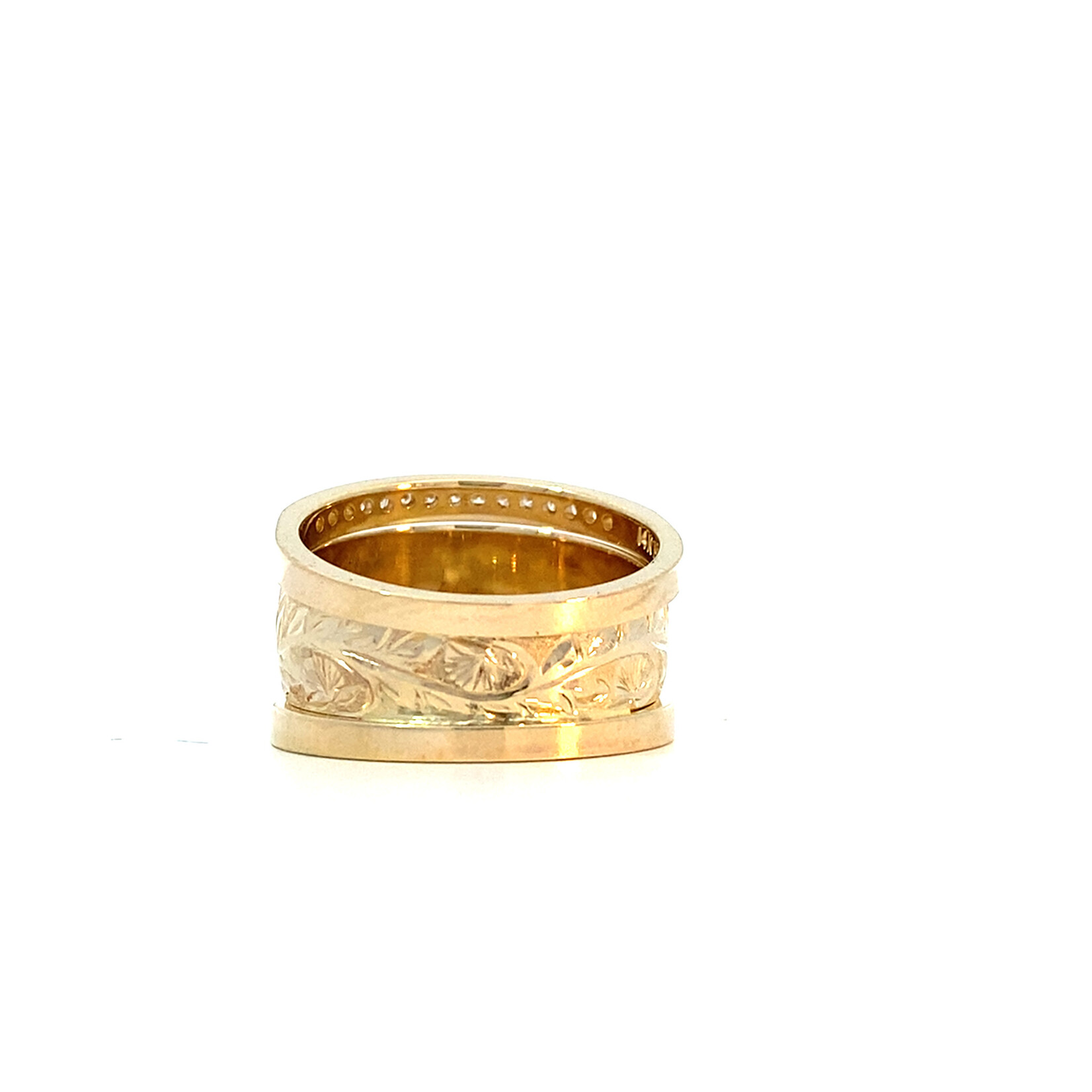 Ohia Lehua 14K Yellow Gold 8mm DTRS Ohia Lehua G/H SI D.30ctw sz7