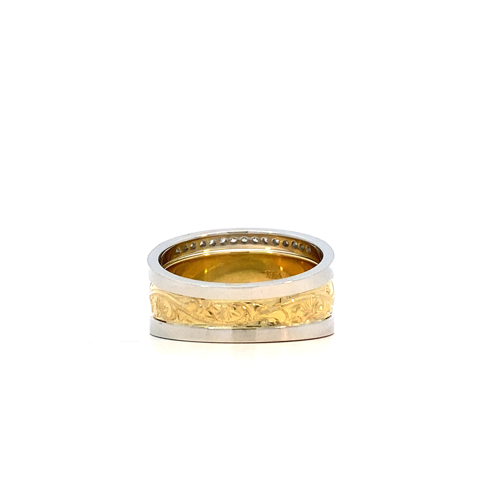 Lehua Blossom 18K Yellow Gold Platinum 6mm DTRS Lehua Blossom GH/VS D.30ctw sz7.5