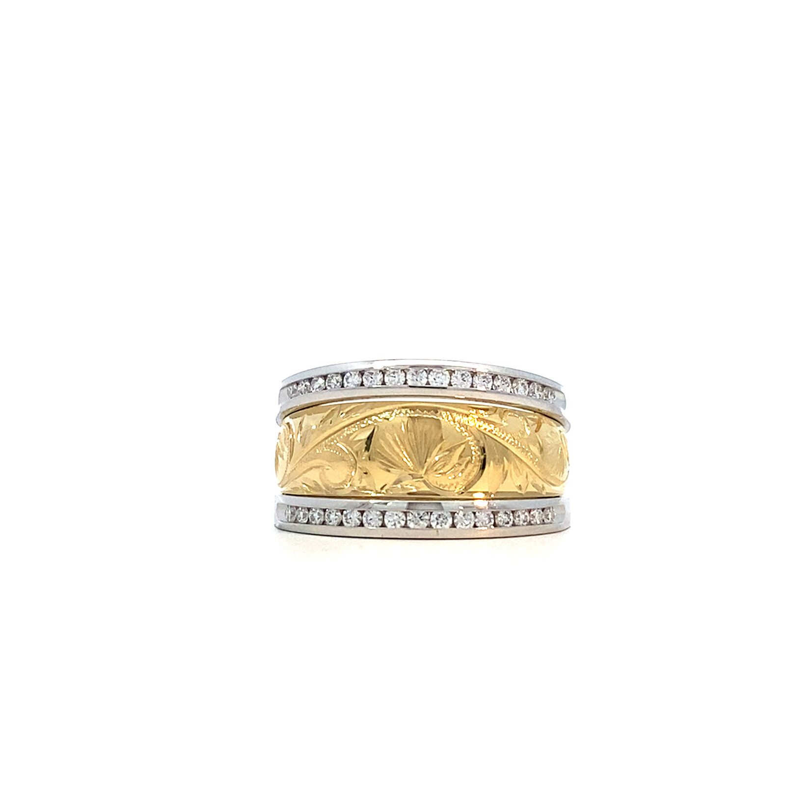 Lehua Blossom 18K Yellow Gold Platinum 6mm DTRS Lehua Blossom GH/VS D.30ctw sz7.5