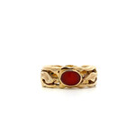 14K Yellow Gold Orange Stone Pierced Maile Ring size 10