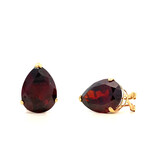 14K Yellow Gold Pear Shape Garnet Omega Back Earrings