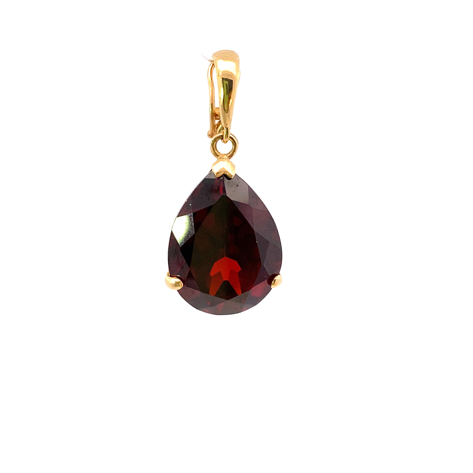 14K Yellow Gold Pear Shaped Garnet Pendant