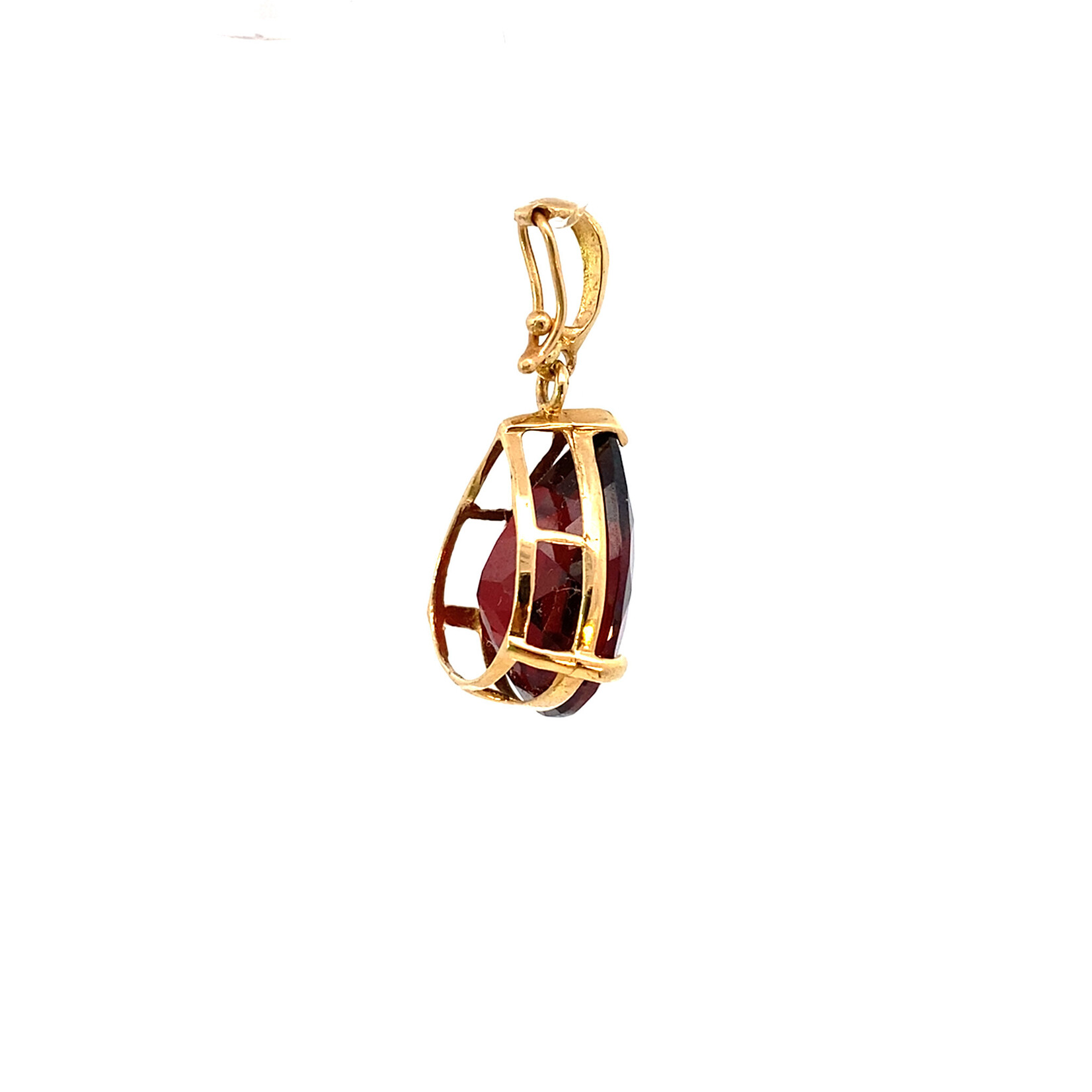 14K Yellow Gold Pear Shaped Garnet Pendant