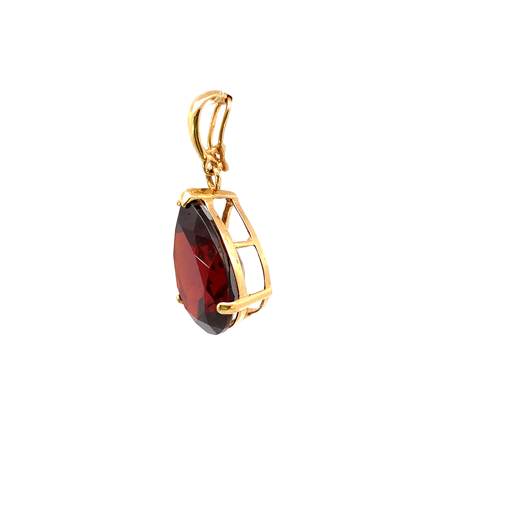 14K Yellow Gold Pear Shaped Garnet Pendant