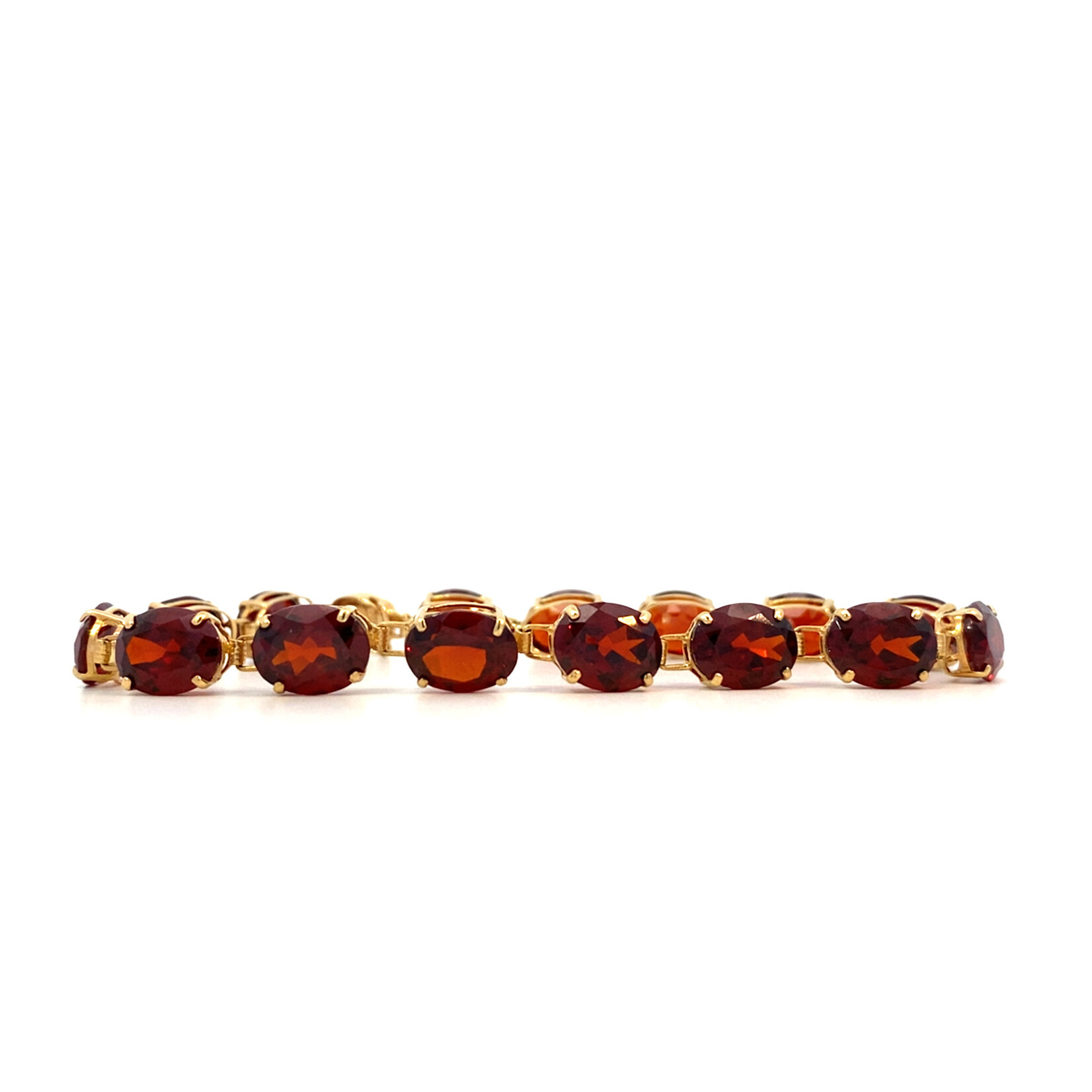 14K Yellow Gold  7" Oval Garnet Bracelet