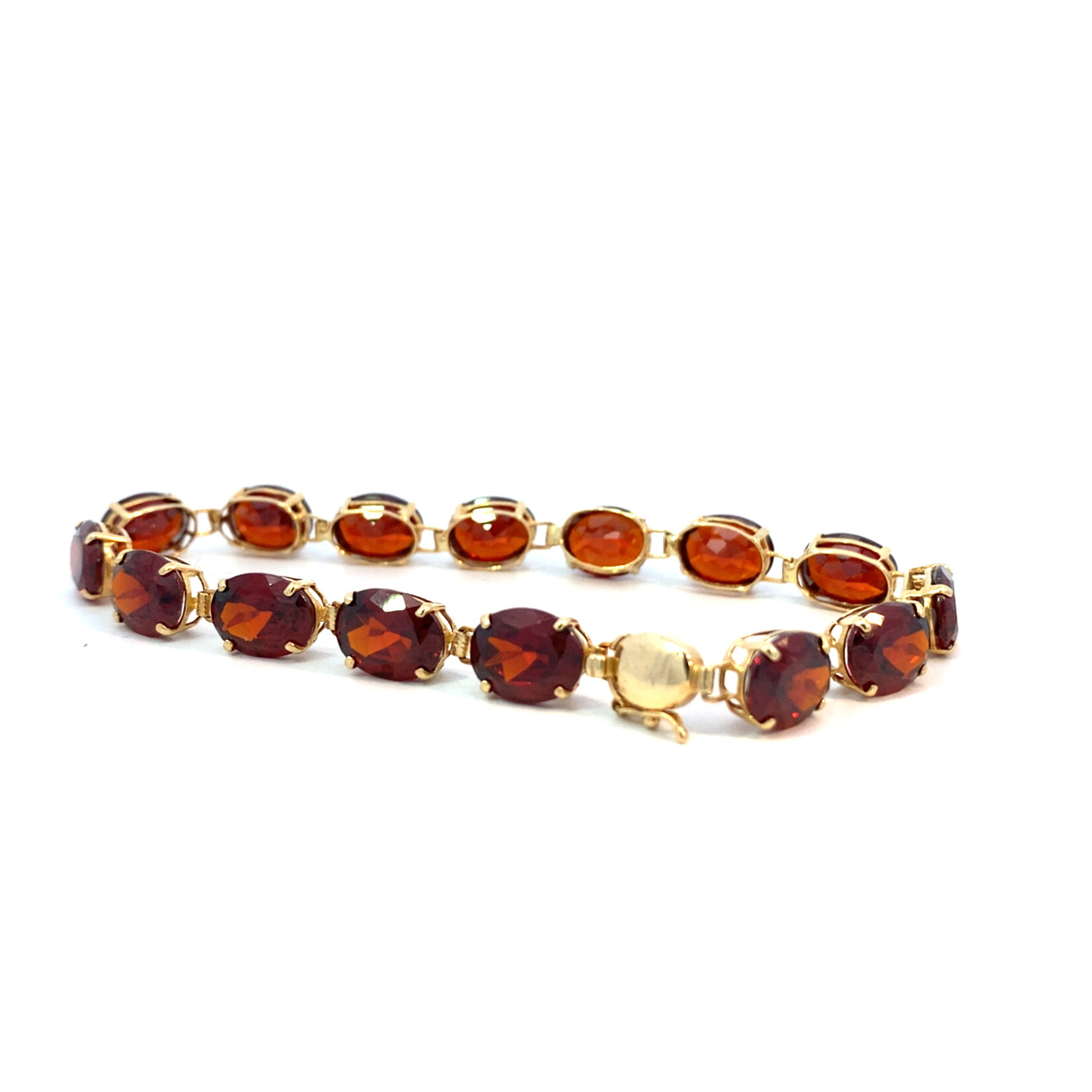 14K Yellow Gold  7" Oval Garnet Bracelet