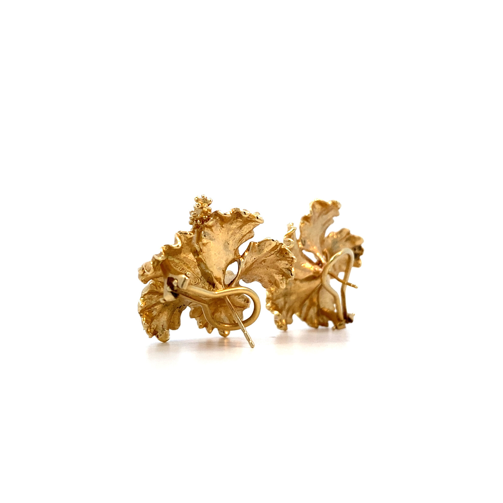 14K Yellow Gold Hibiscus Earring on Omega Backs