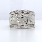Sterling Silver 13mm DTRS Ohia Lehua Lab Dia D.30cttw size 7.5