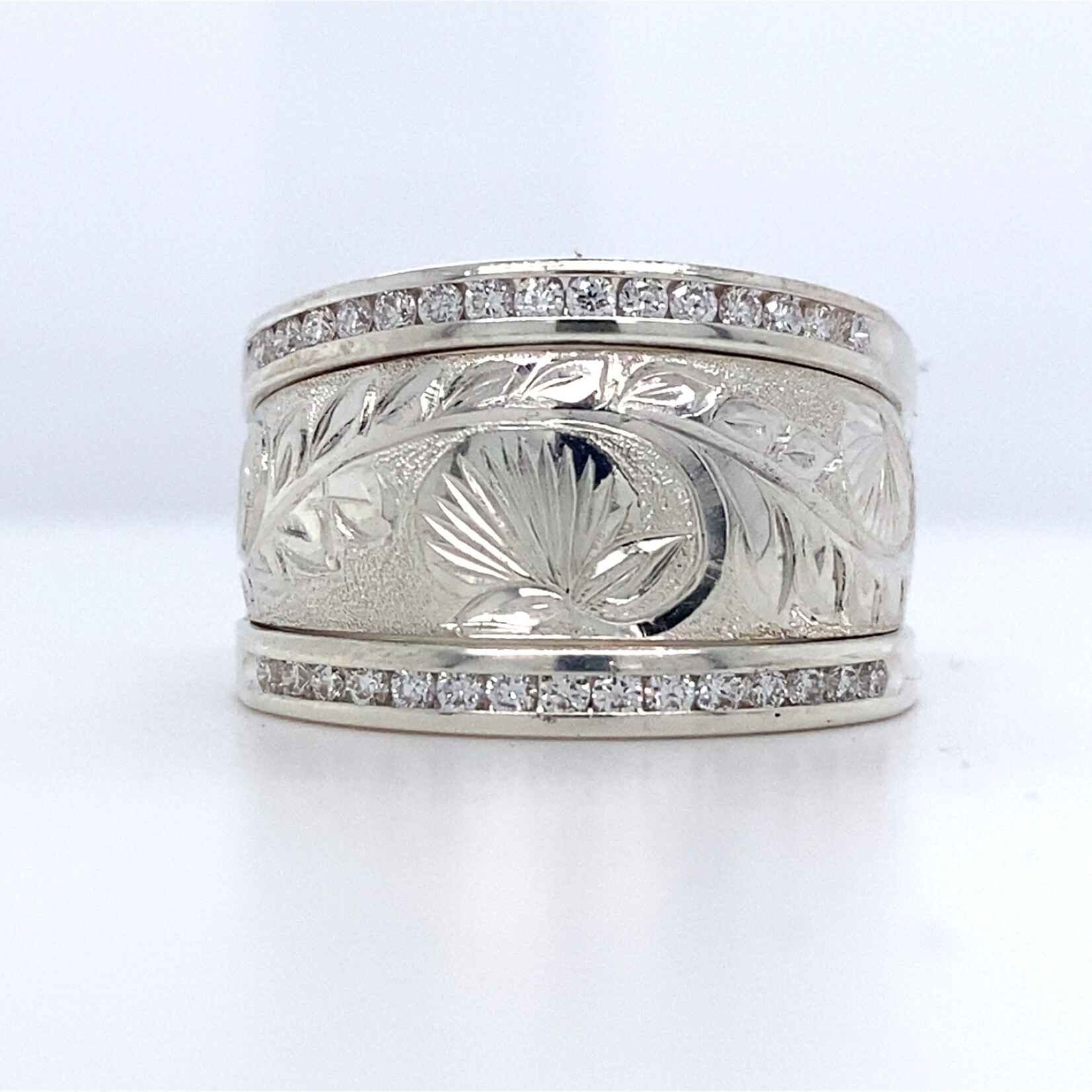 Sterling Silver 13mm DTRS Ohia Lehua Lab Dia D.30cttw size 7.5