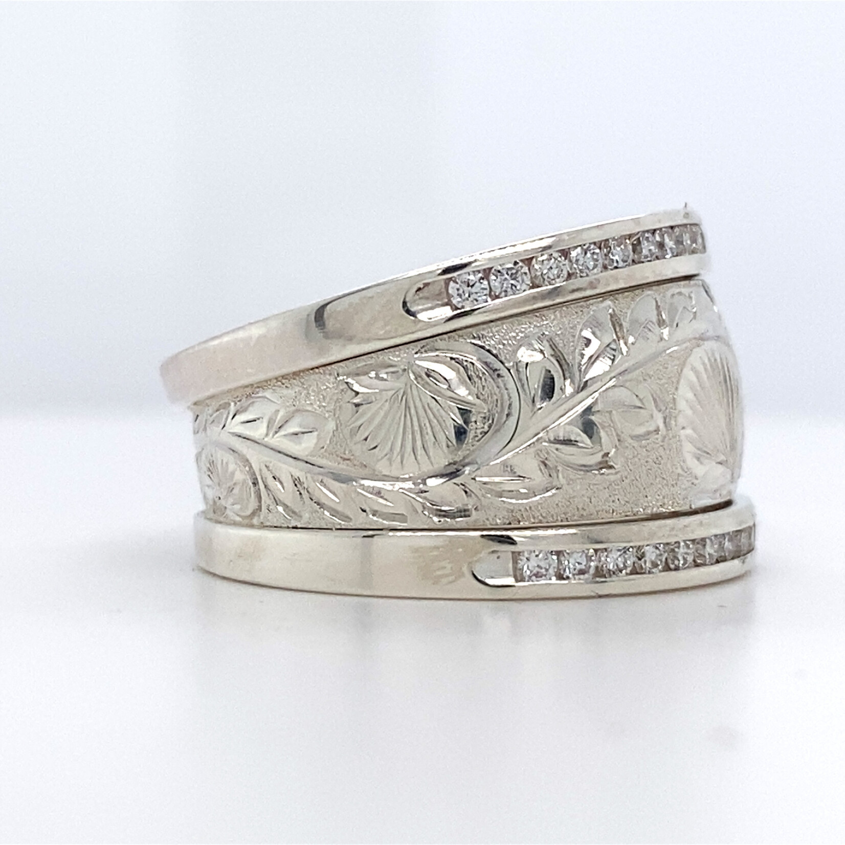 Sterling Silver 13mm DTRS Ohia Lehua Lab Dia D.30cttw size 7.5