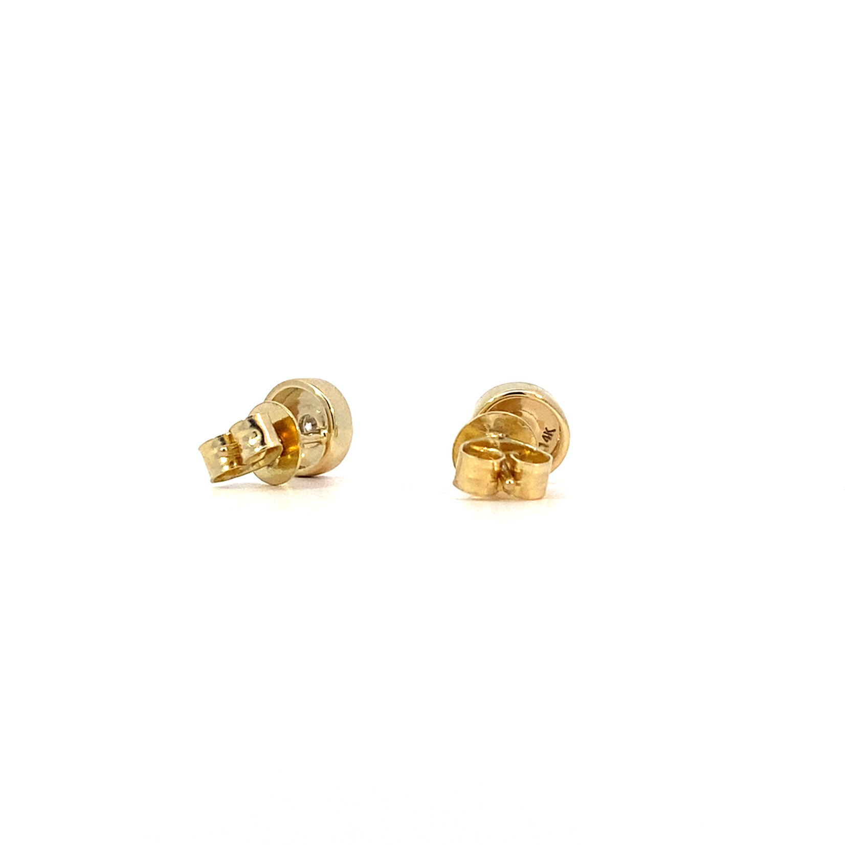 14K Yellow Gold Diamond with Turquoise Epoxy Studs D.13ctw