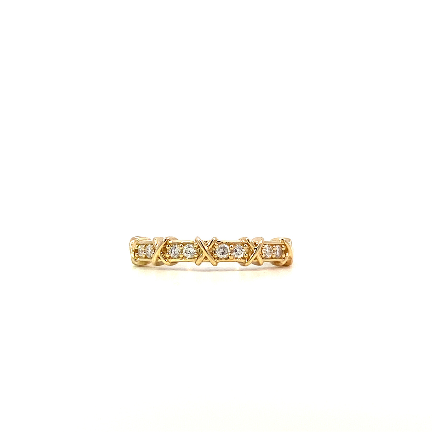 14K Yellow Gold XO Diamond Anniversary Band sz7 D.20ctw