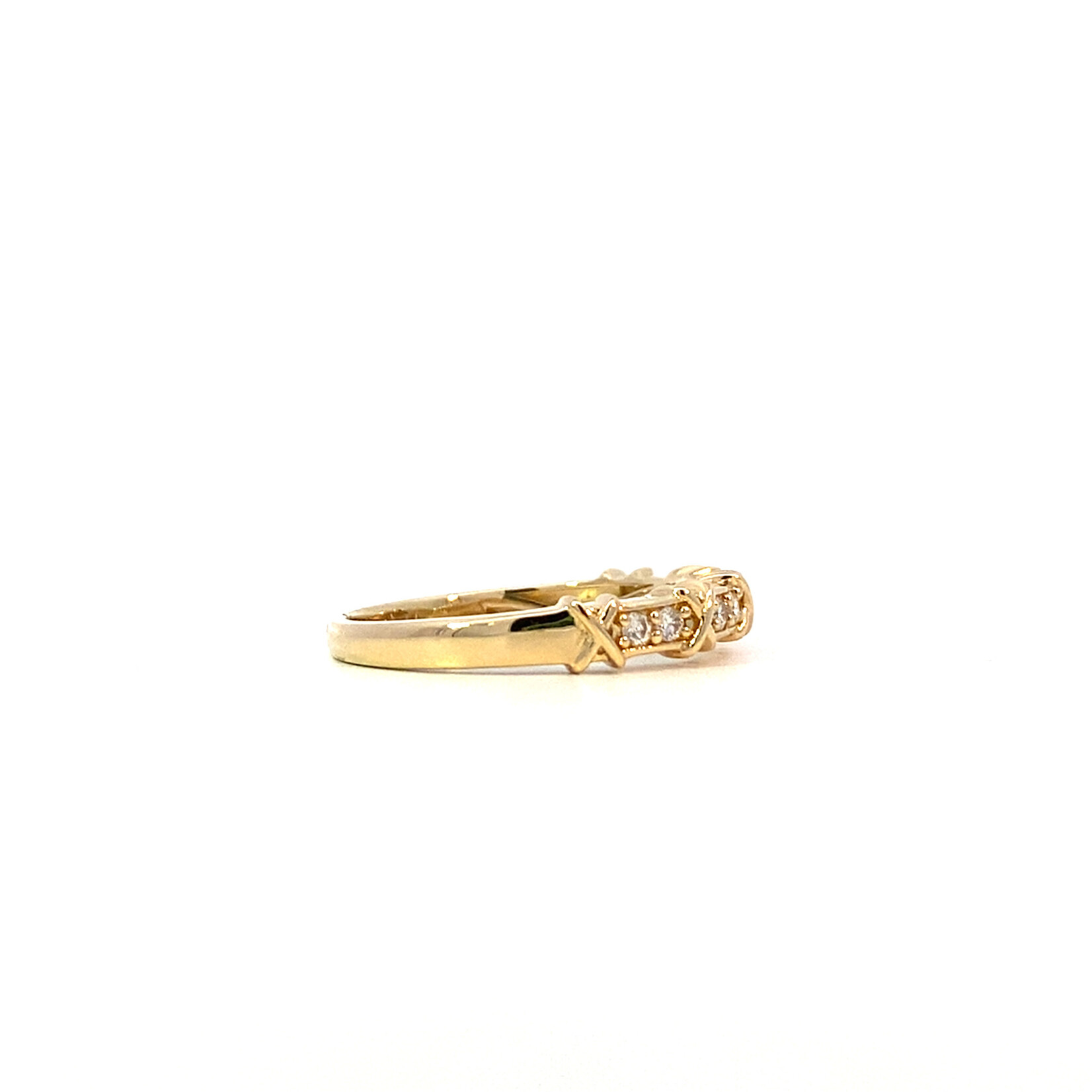 14K Yellow Gold XO Diamond Anniversary Band size 7 D.20ctw