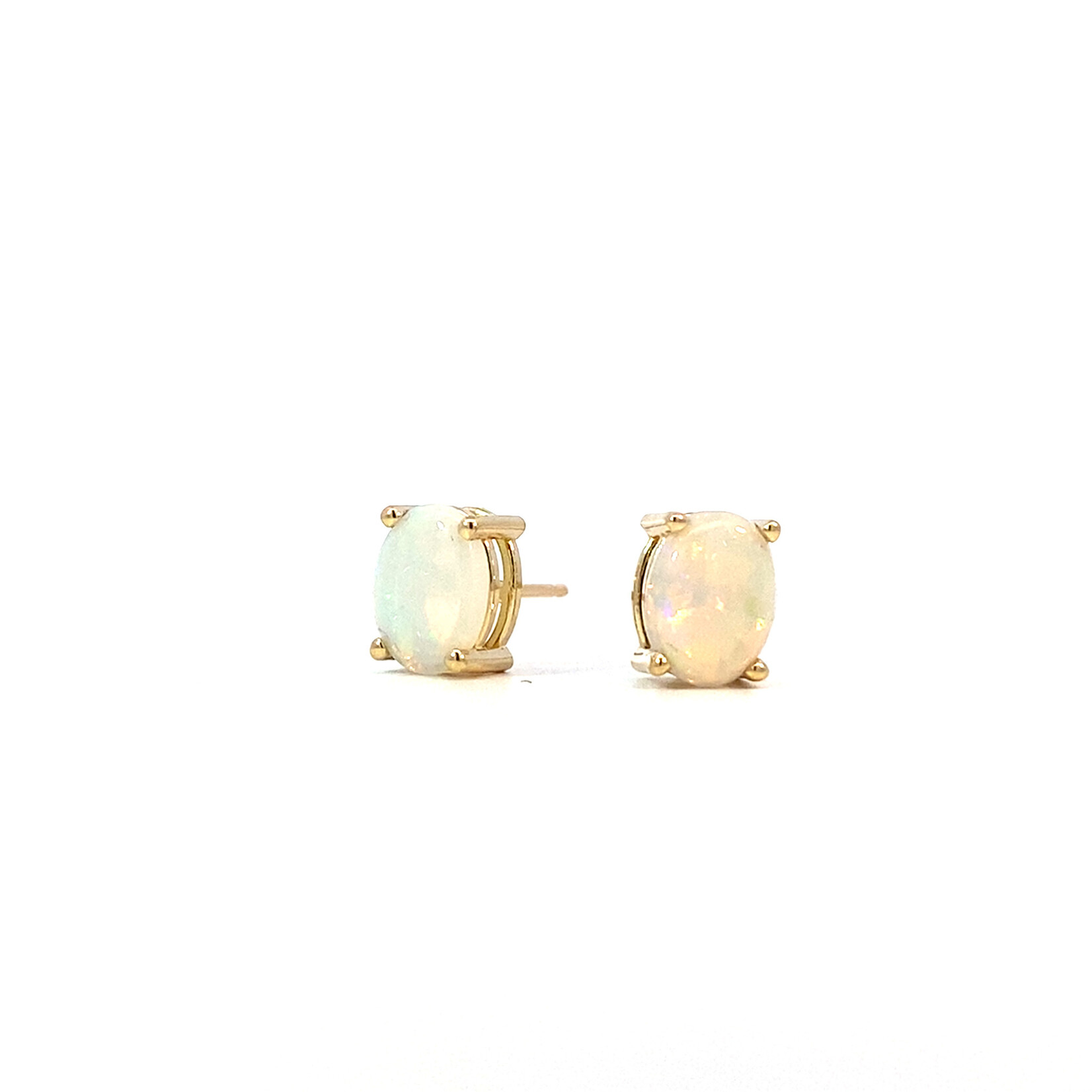 14K Yellow Gold 8x6mm Opal Earrings 1.5cts
