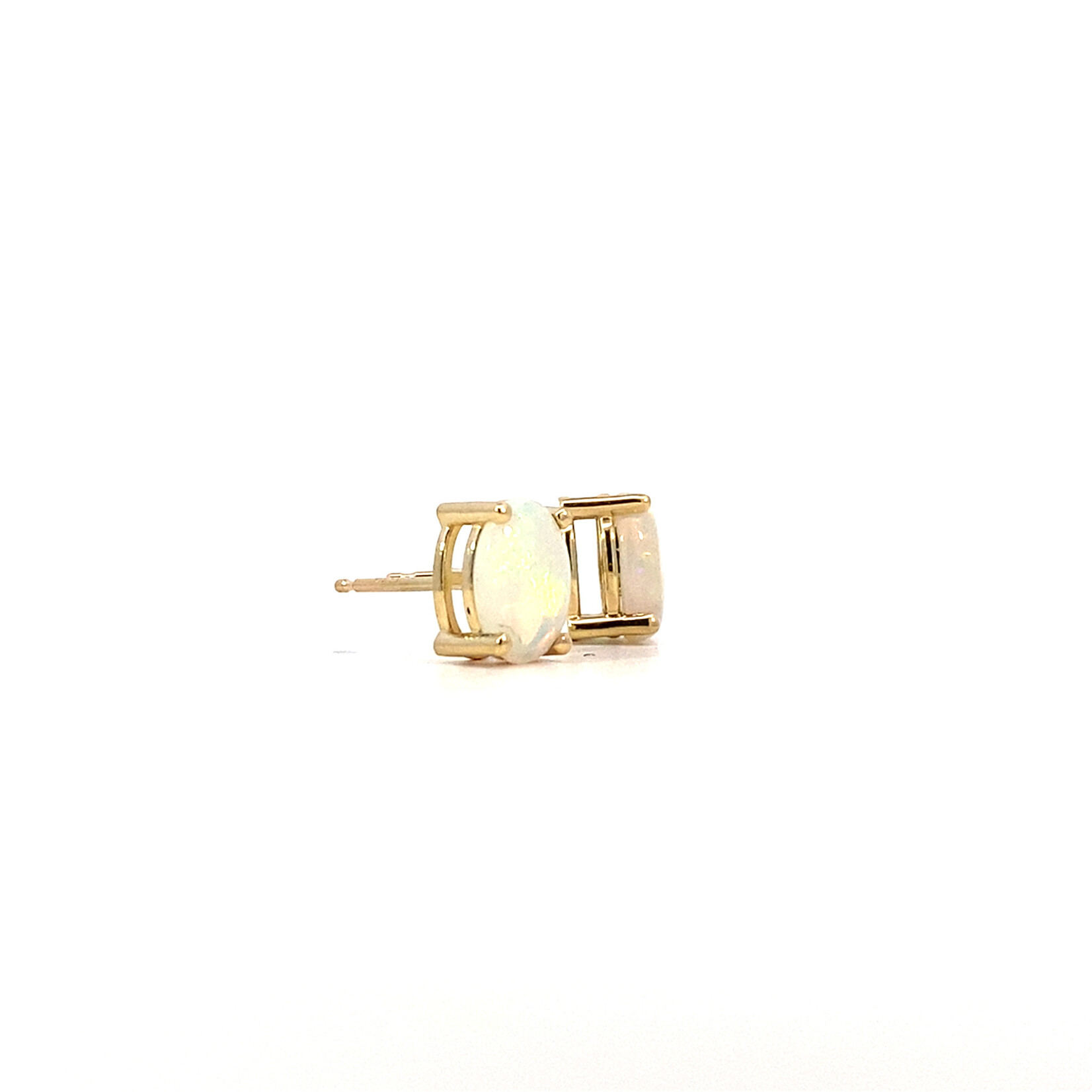 14K Yellow Gold 8x6mm Opal Earrings 1.5cts