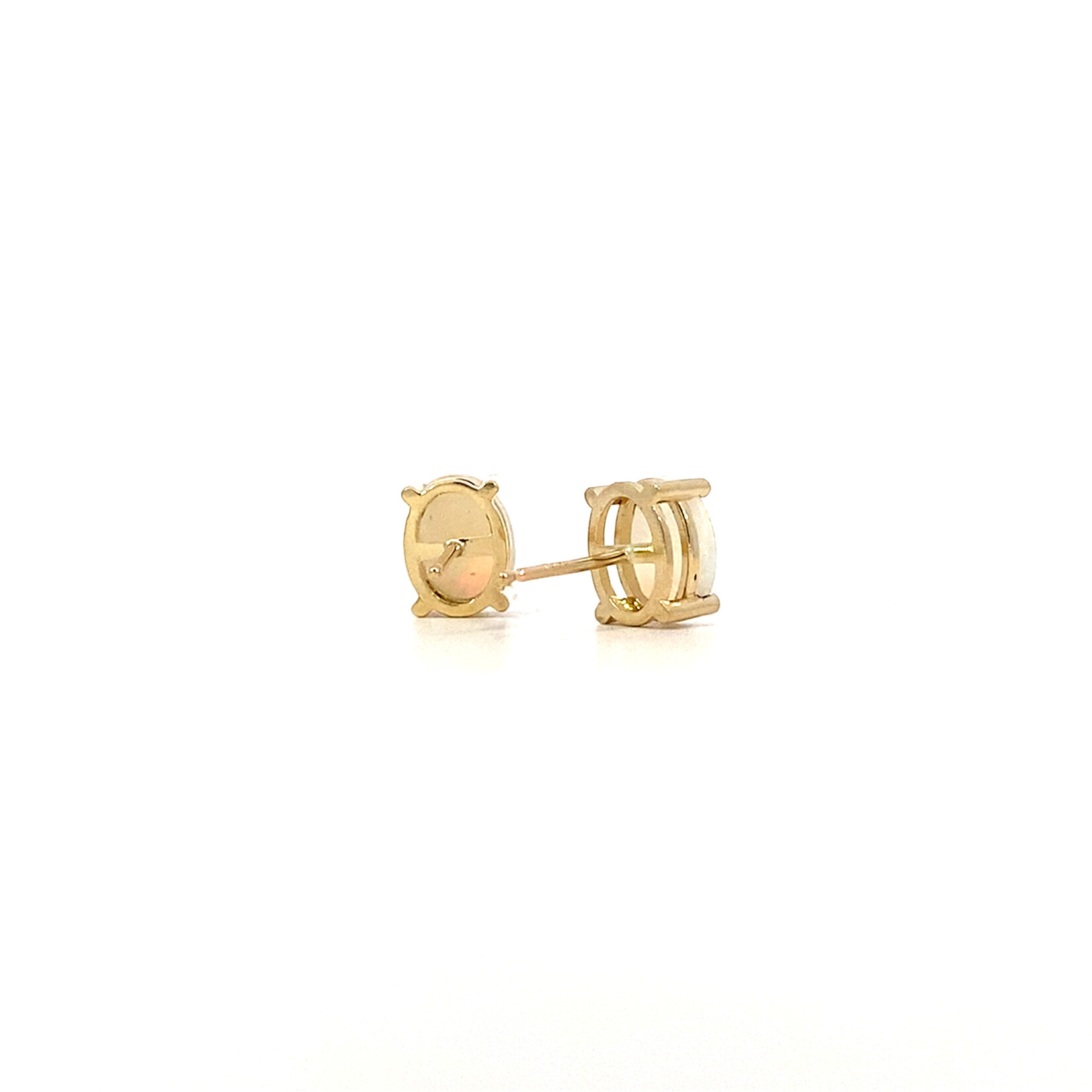 14K Yellow Gold 8x6mm Opal Earrings 1.5cts