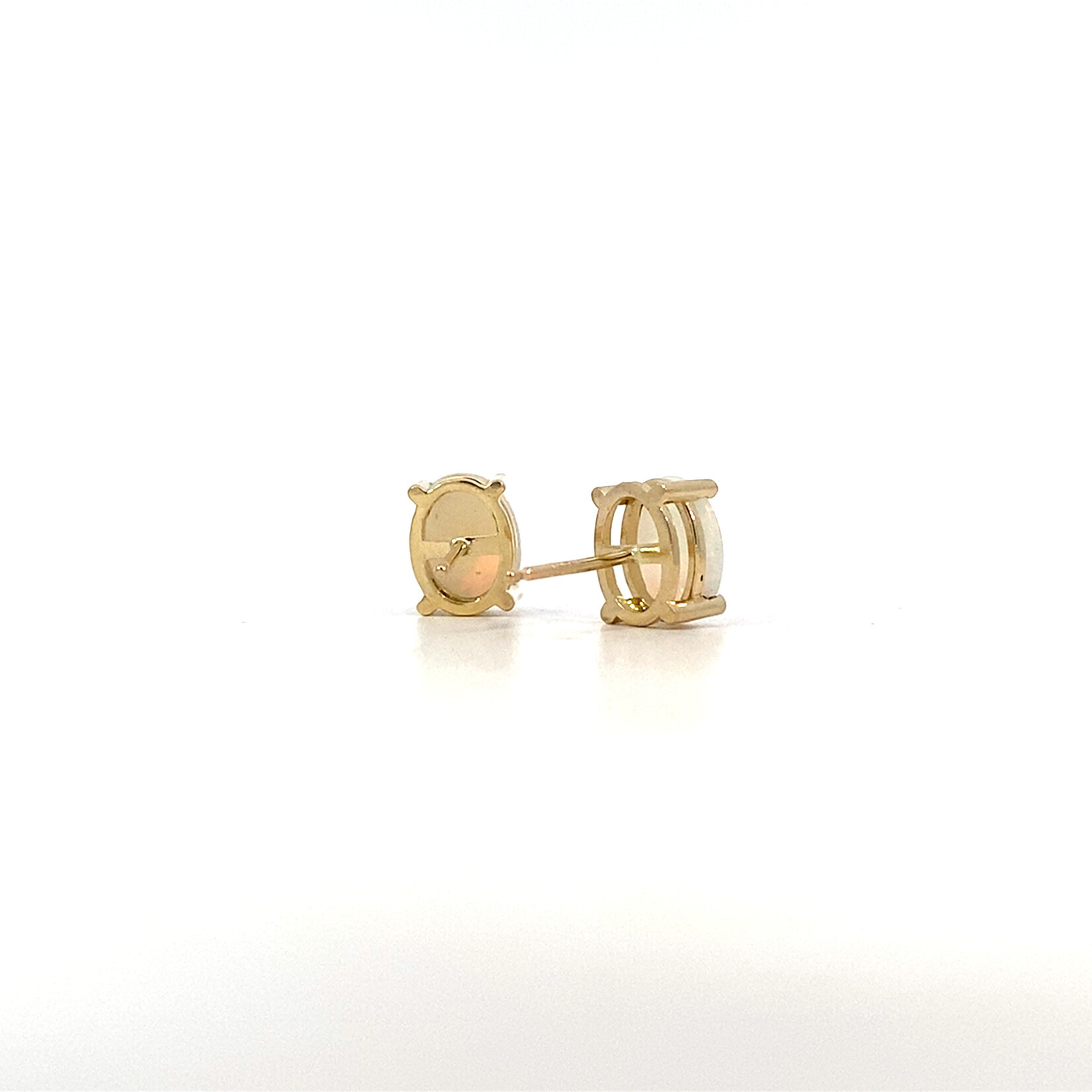 14K Yellow Gold 8x6mm Opal Earrings 1.5cts