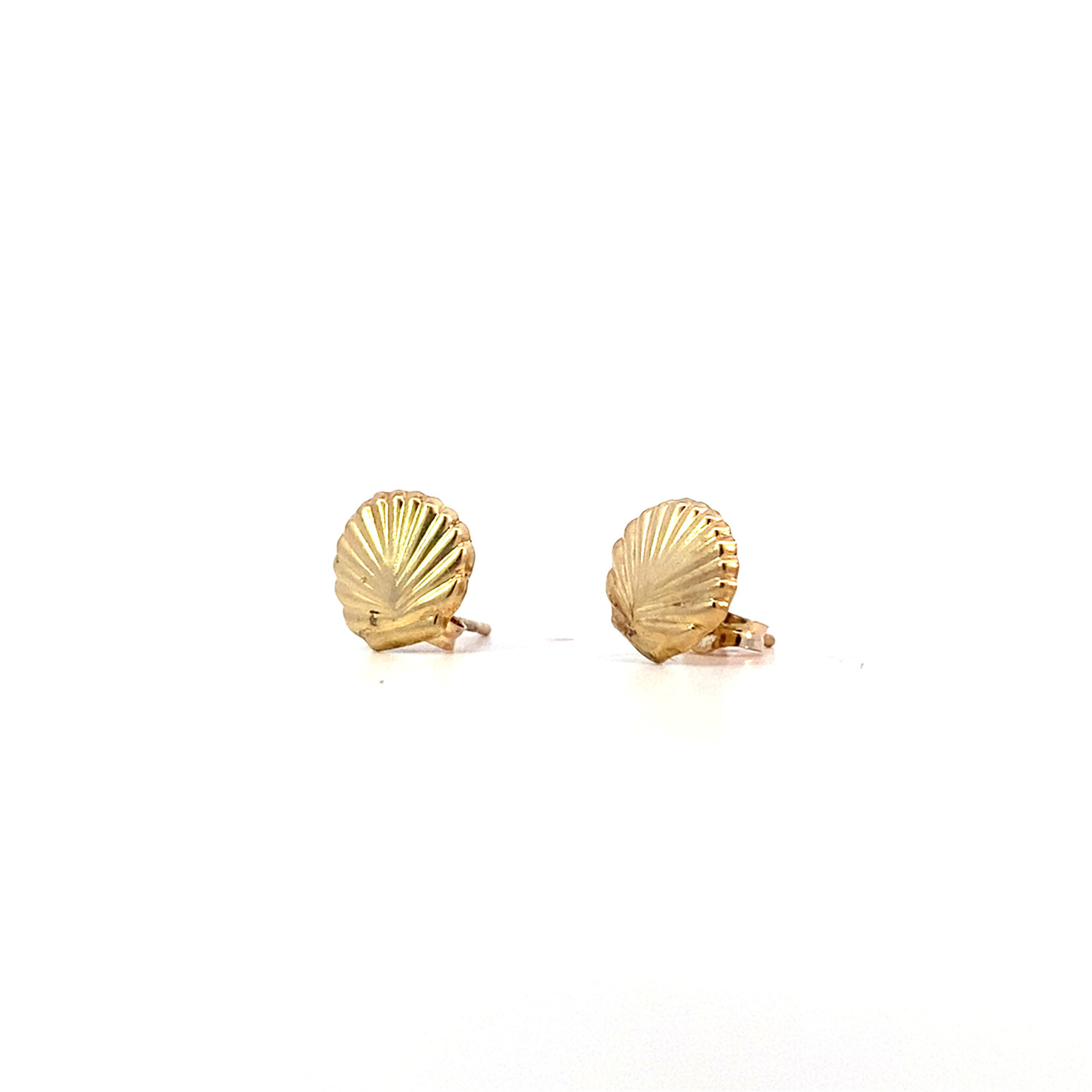 14K Yellow Gold Shell Post Earrings