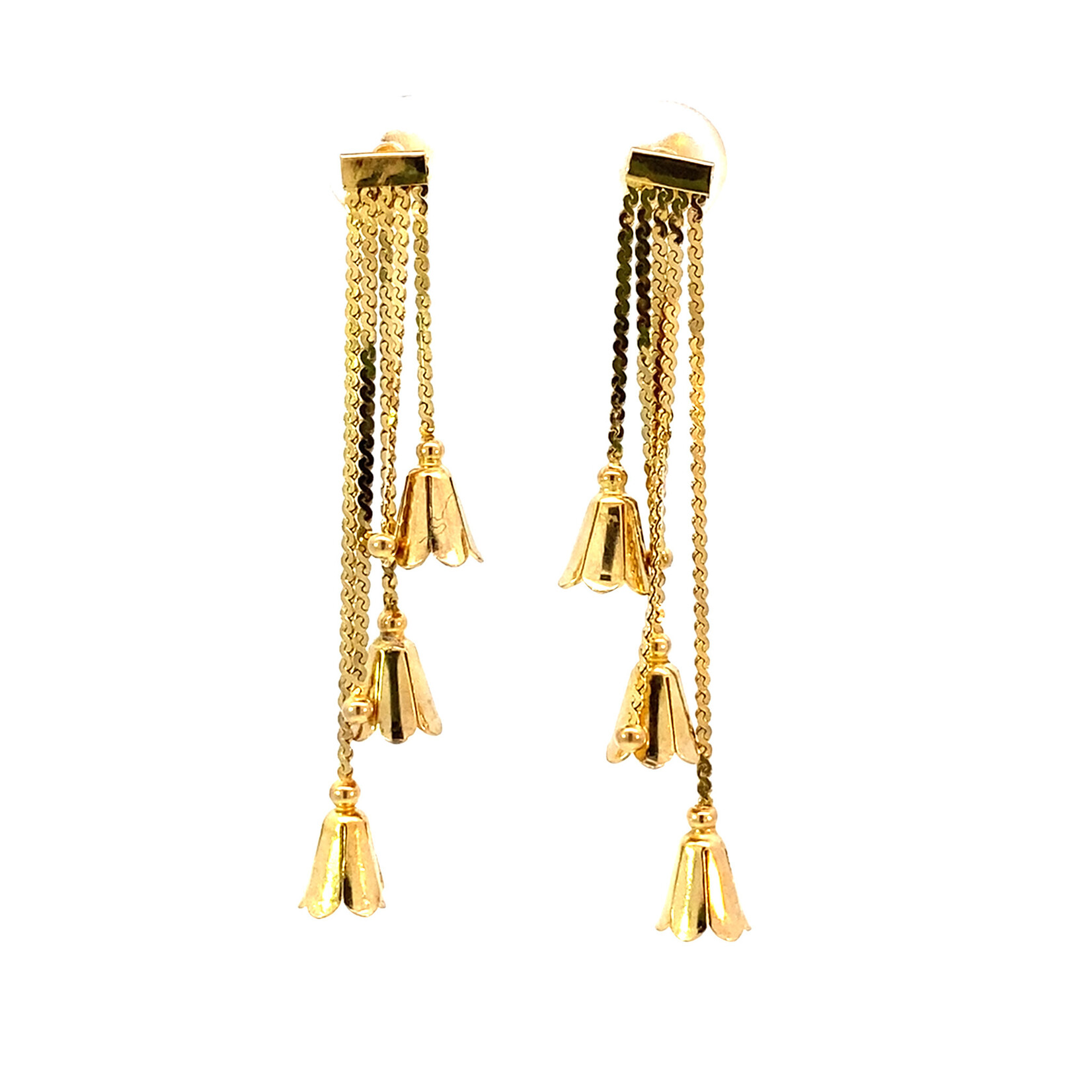 14K Yellow Gold Bell Flower Dangles