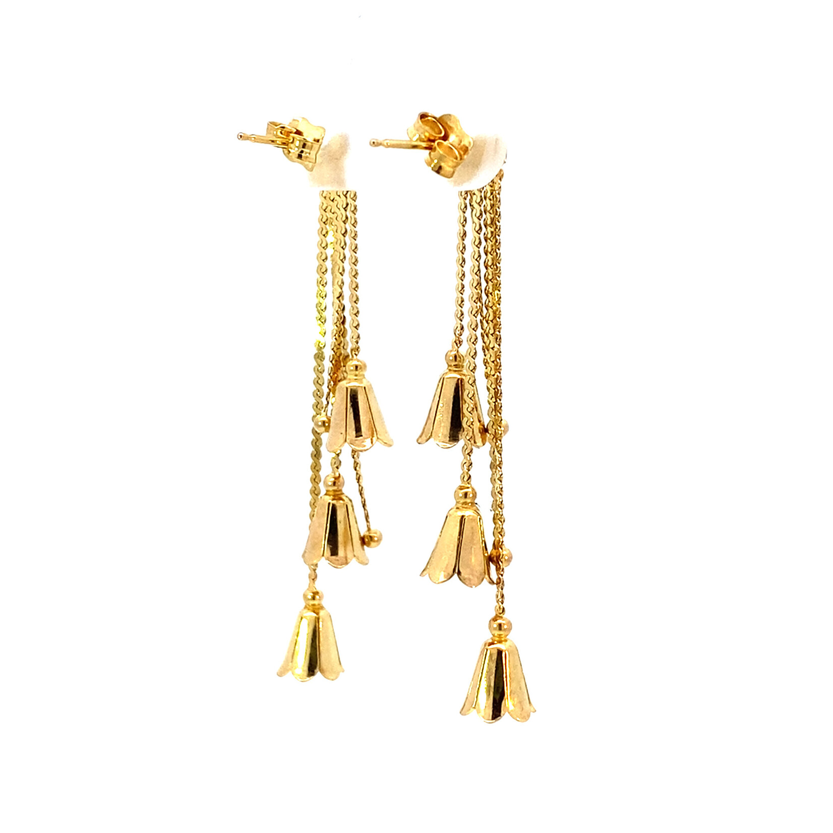 14K Yellow Gold Bell Flower Dangles