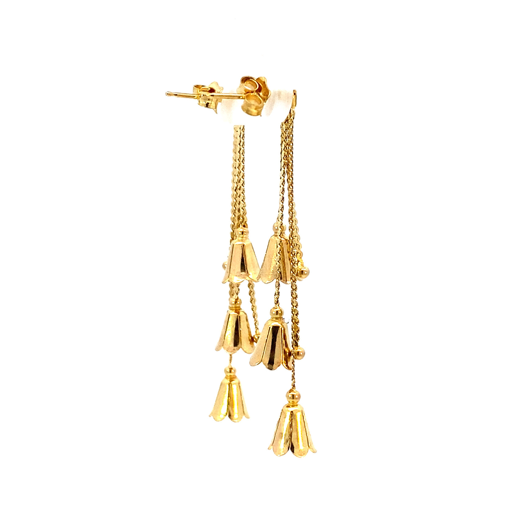 14K Yellow Gold Bell Flower Dangles