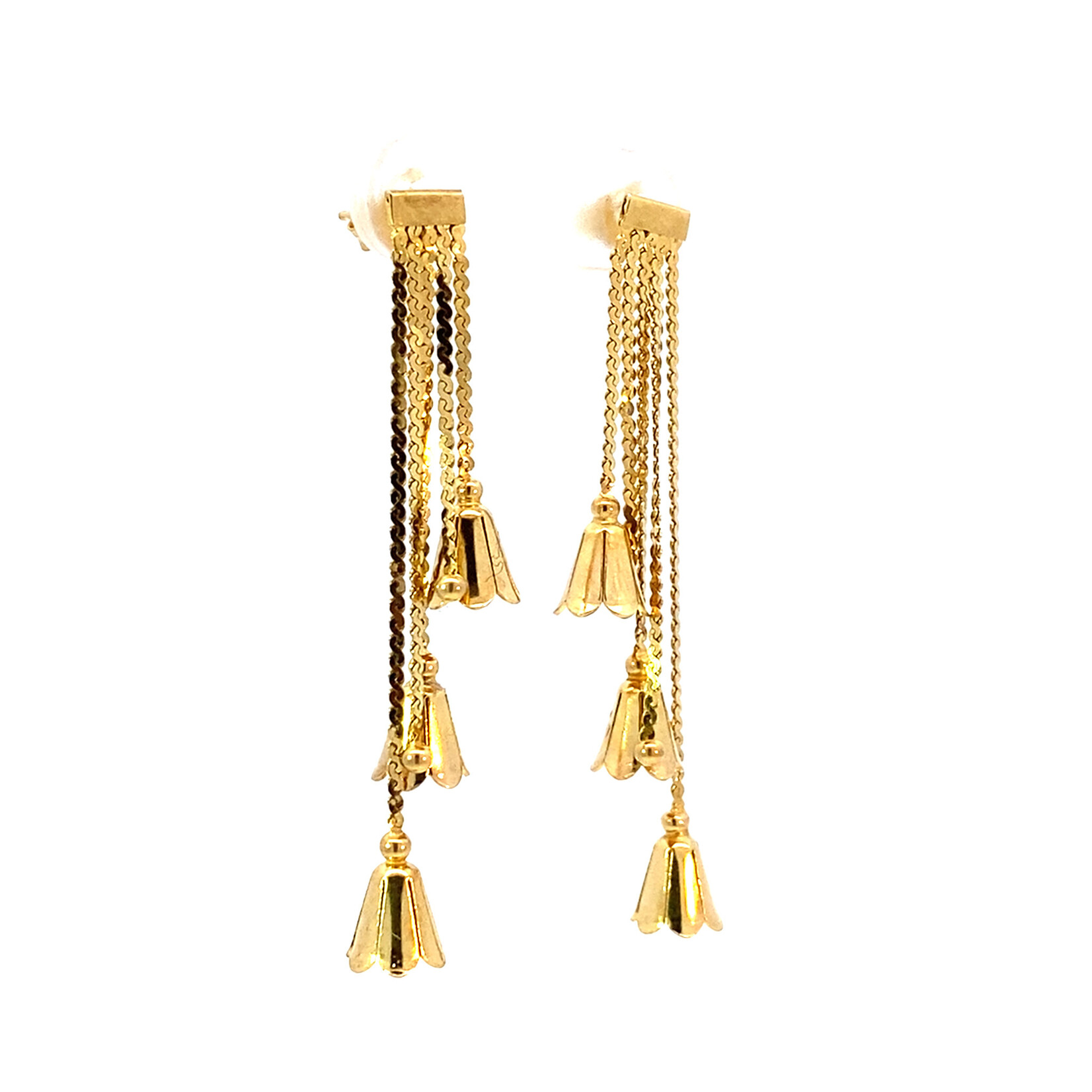 14K Yellow Gold Bell Flower Dangles