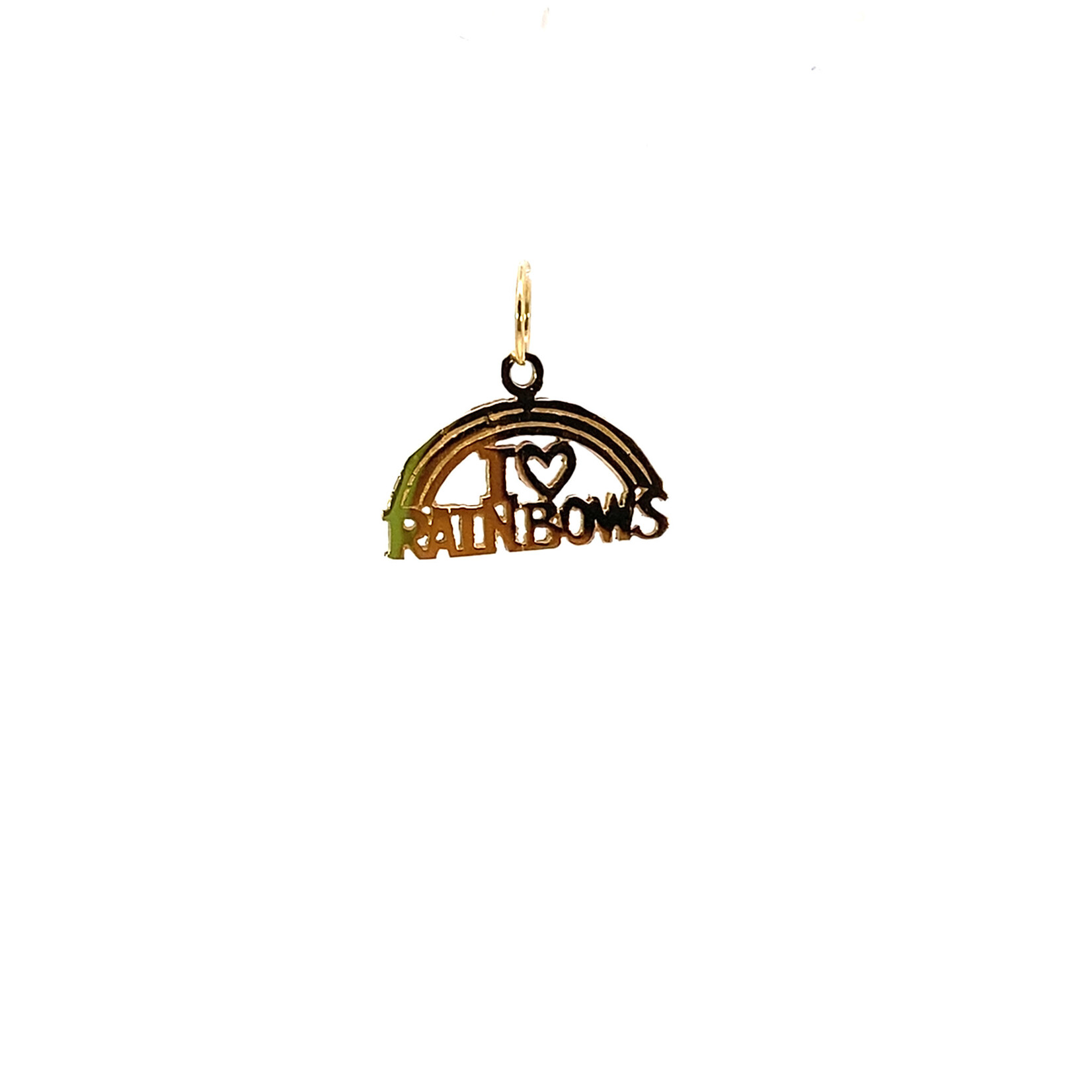 14K Yellow Gold I Love Rainbows Charm