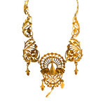 18K Yellow Gold 18" Peacock Floral Necklace