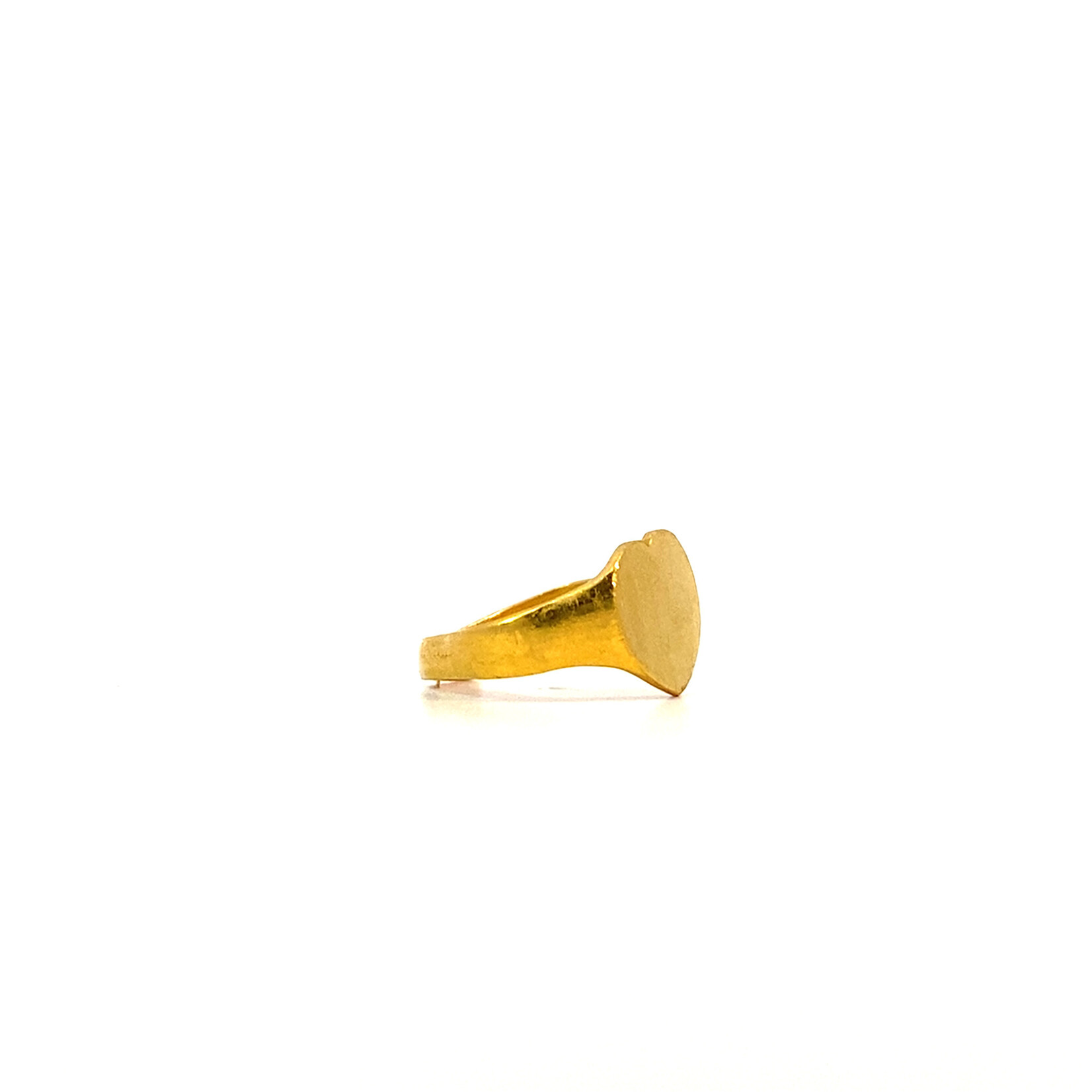 24K Yellow Gold Heart Shape Signet Ring sz2