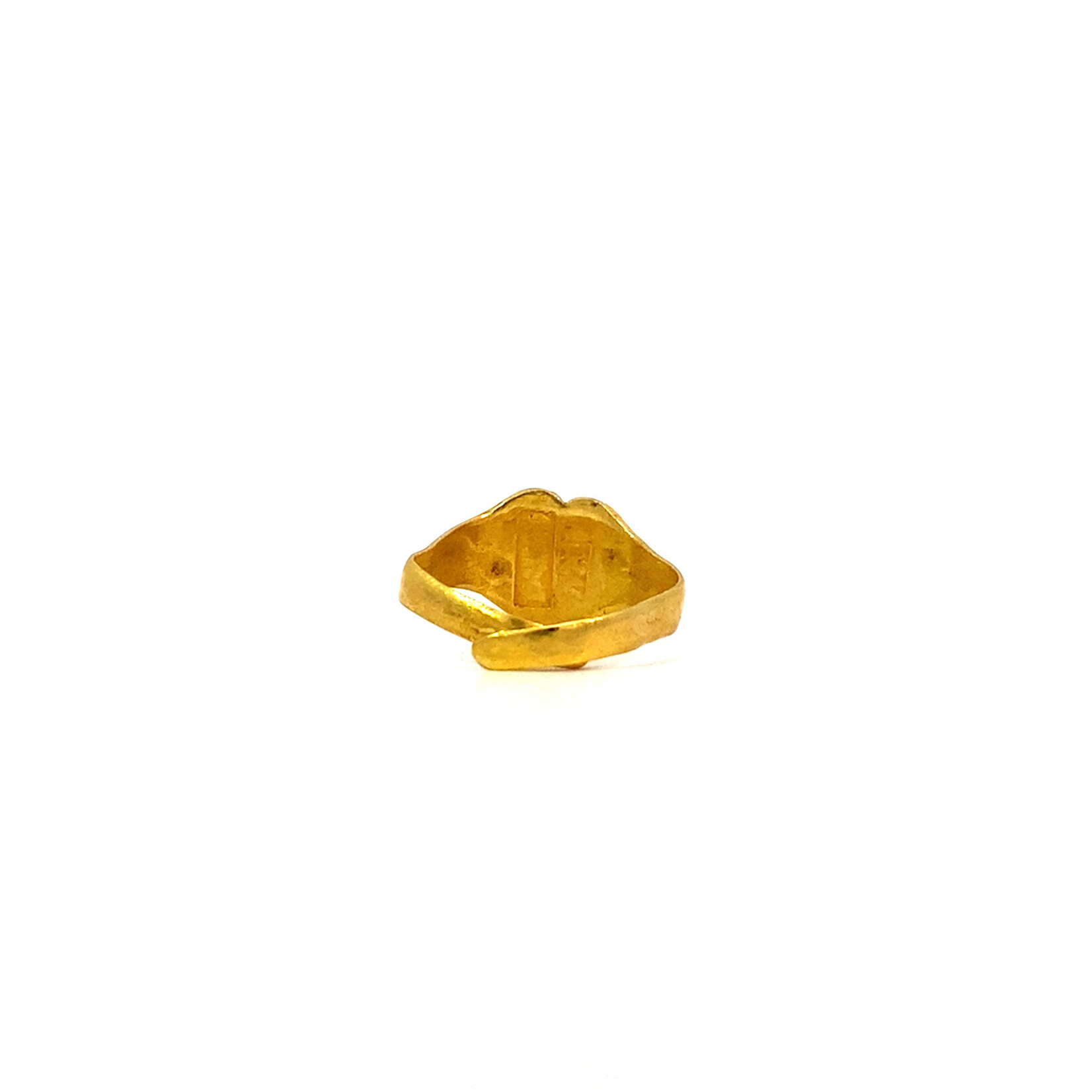 24K Yellow Gold Heart Shape Signet Ring sz2