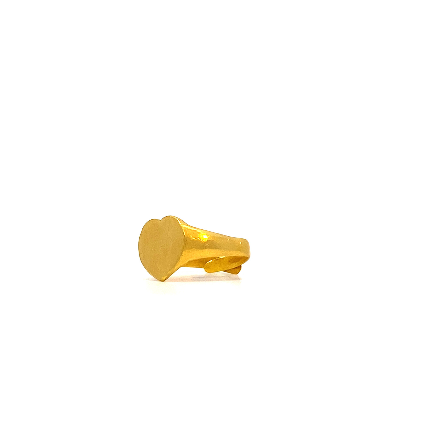 24K Yellow Gold Heart Shape Signet Ring sz2