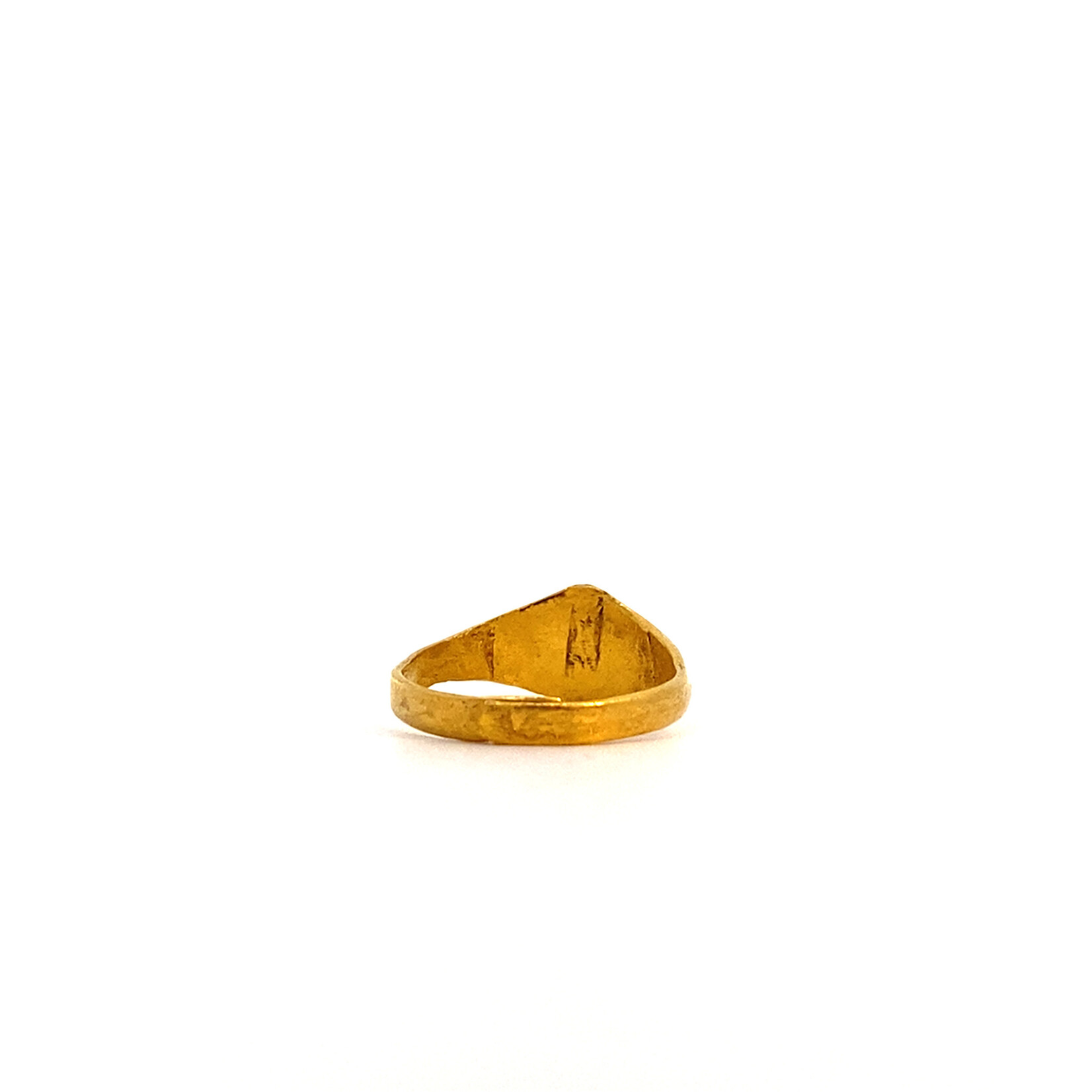 24K Yellow Gold Diamond Shape Signet Ring sz2