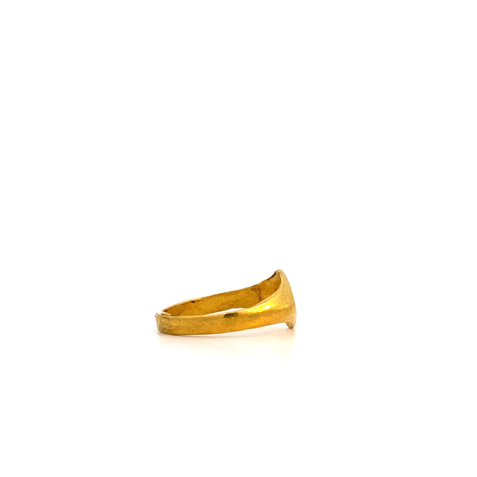 24K Yellow Gold Diamond Shape Signet Ring size 2