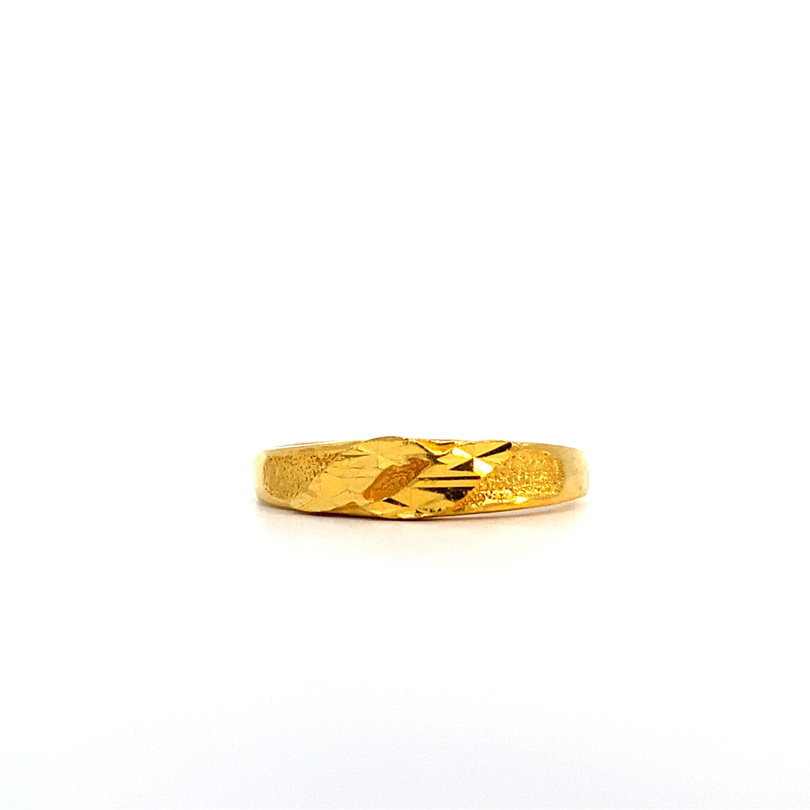 24K Yellow Gold Diamond Cut Design Ring sz7.5