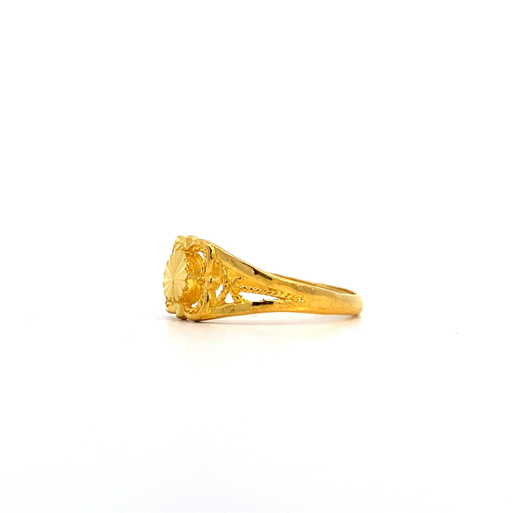 24K Yellow Gold diamond Cut Starburst Ring size z8