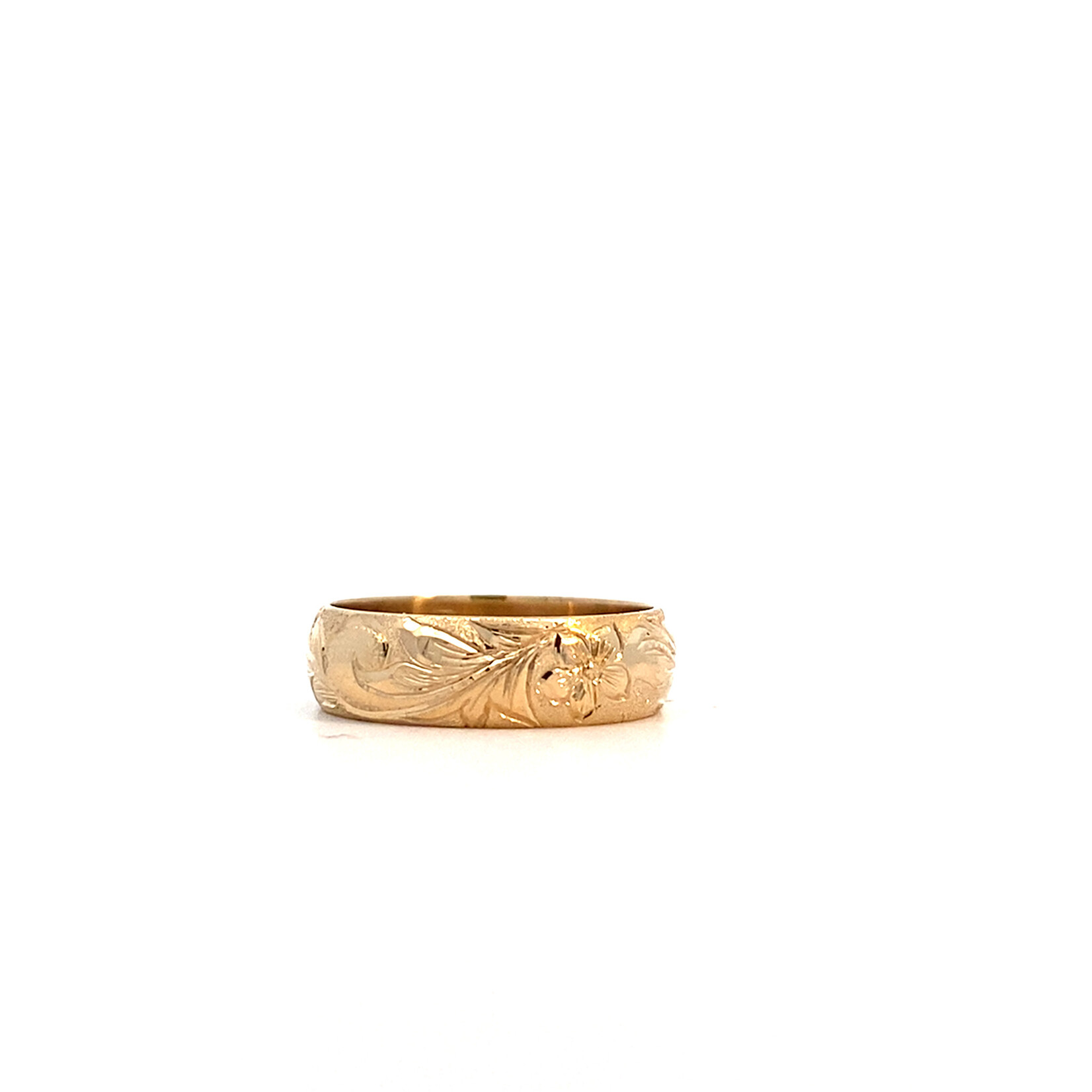 Plumeria Floral 14K Yellow Gold 5mm Barrel Light Plumeria Floral Ring sz4.75