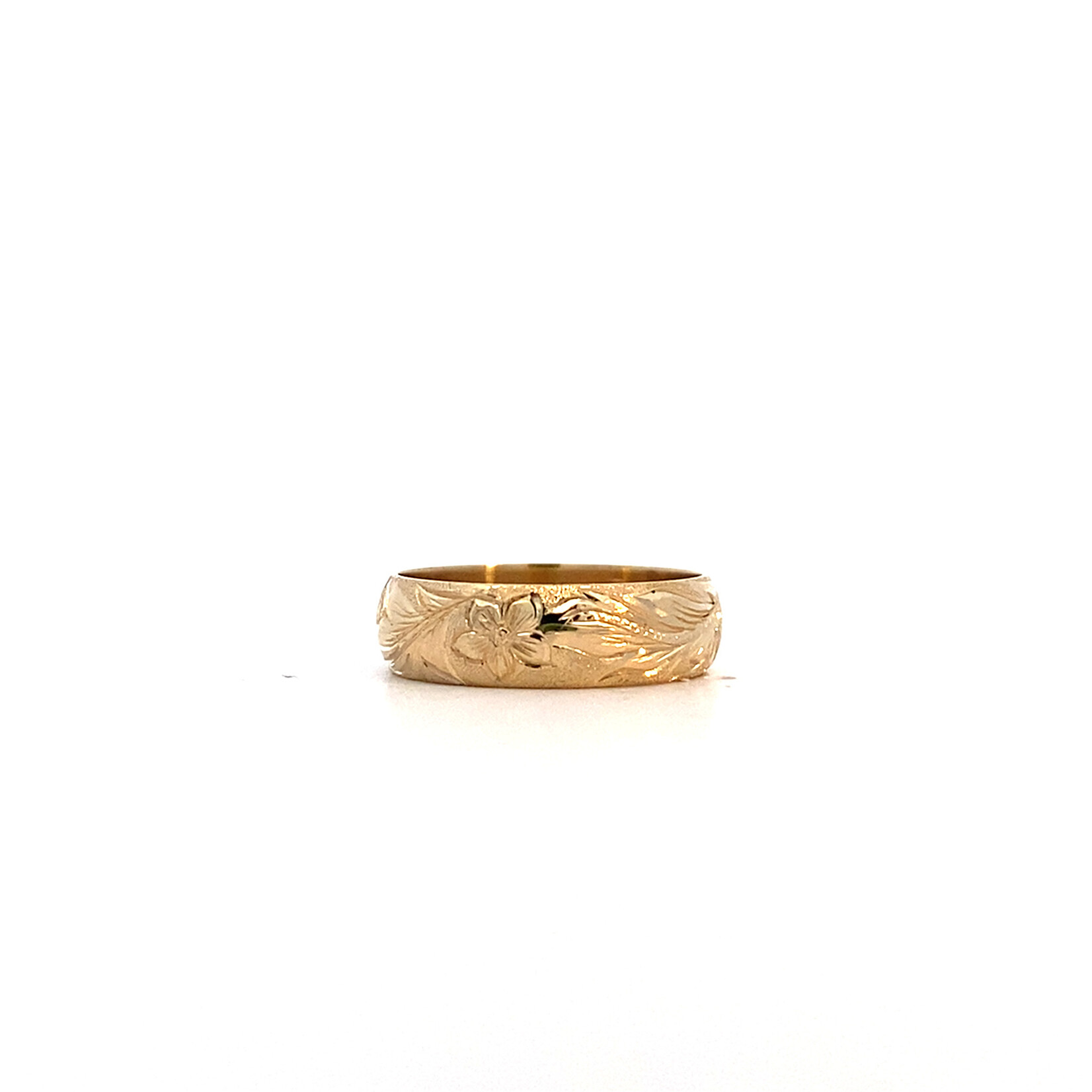 Plumeria Floral 14K Yellow Gold 5mm Barrel Light Plumeria Floral Ring sz4.75