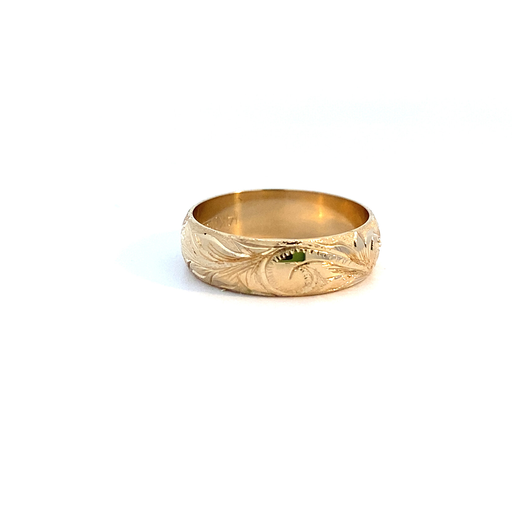 Plumeria Floral 14K Yellow Gold 5mm Barrel Light Plumeria Floral Ring sz4.75