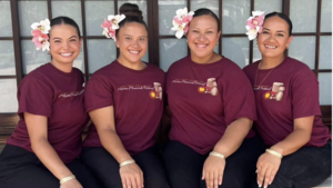 4 of the Beautiful Miss Aloha Hulas from Hālau Ka La ‘Onohi Mai O Ha‘eha‘e 