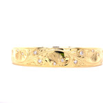 Lehua Blossom 18K Yellow Gold 12mm Barrel Heavy Lehua Blossom Bangle sz8 No Name