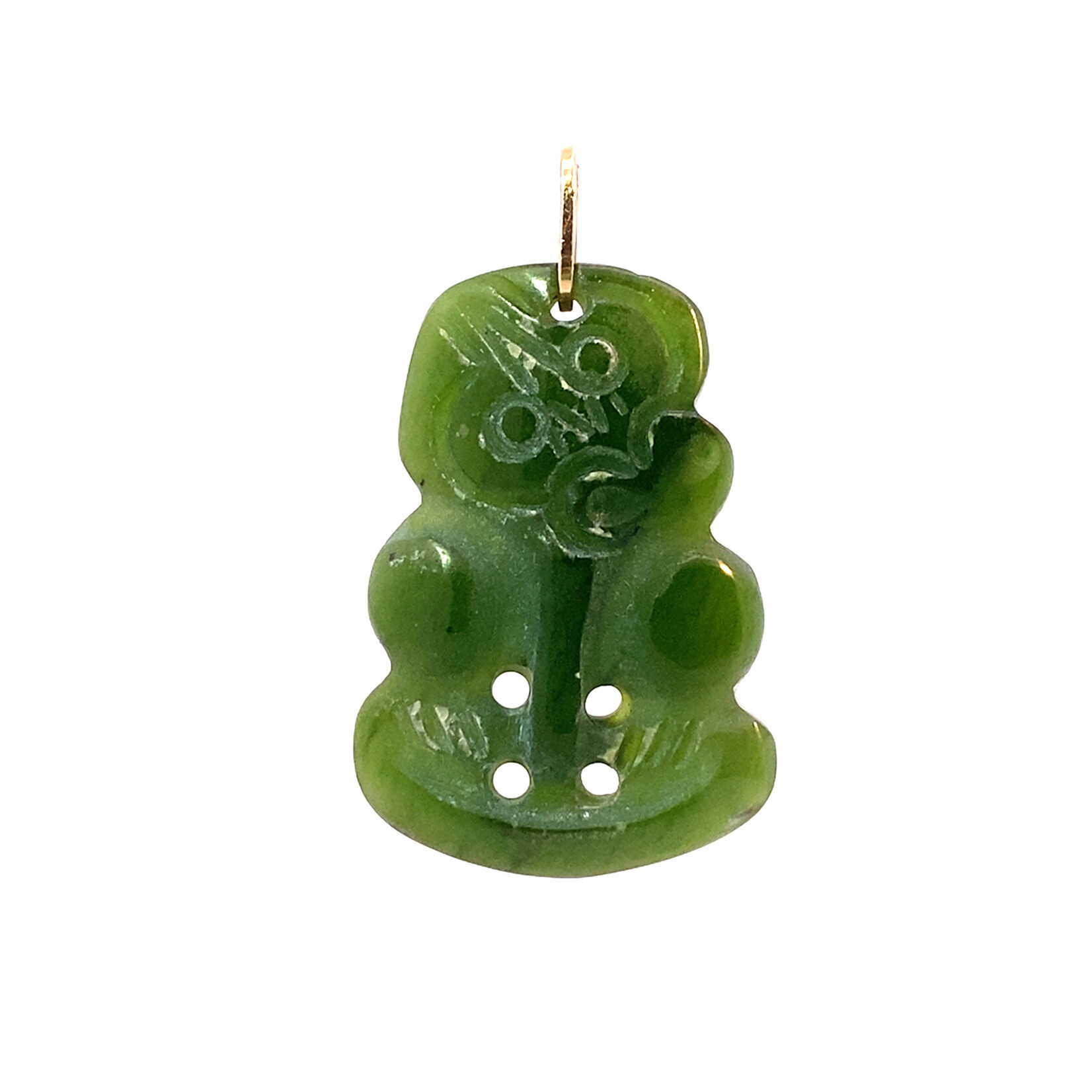 14K Yellow Gold Hei-Tiki Maori Nephrite Pendant