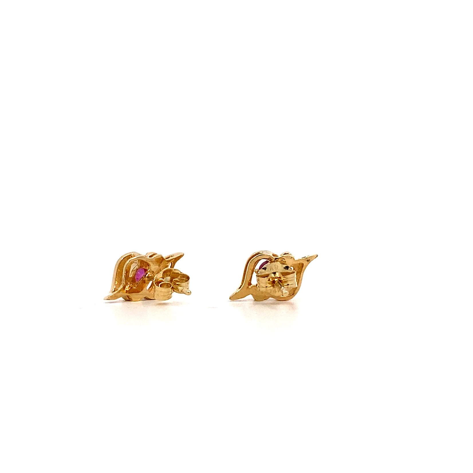14K Yellow Gold Ruby and Diamond Earrings
