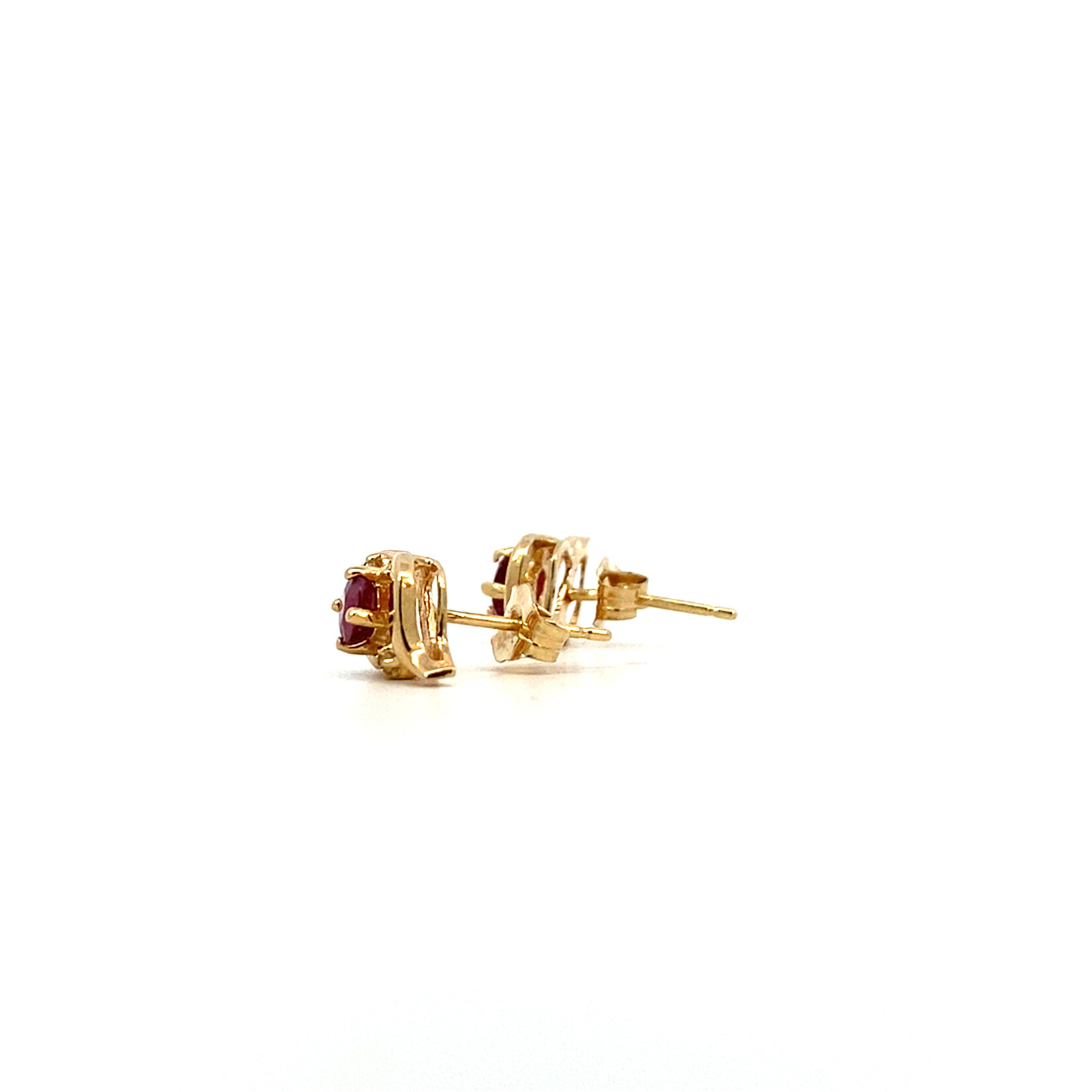 14K Yellow Gold Ruby and Diamond Earrings