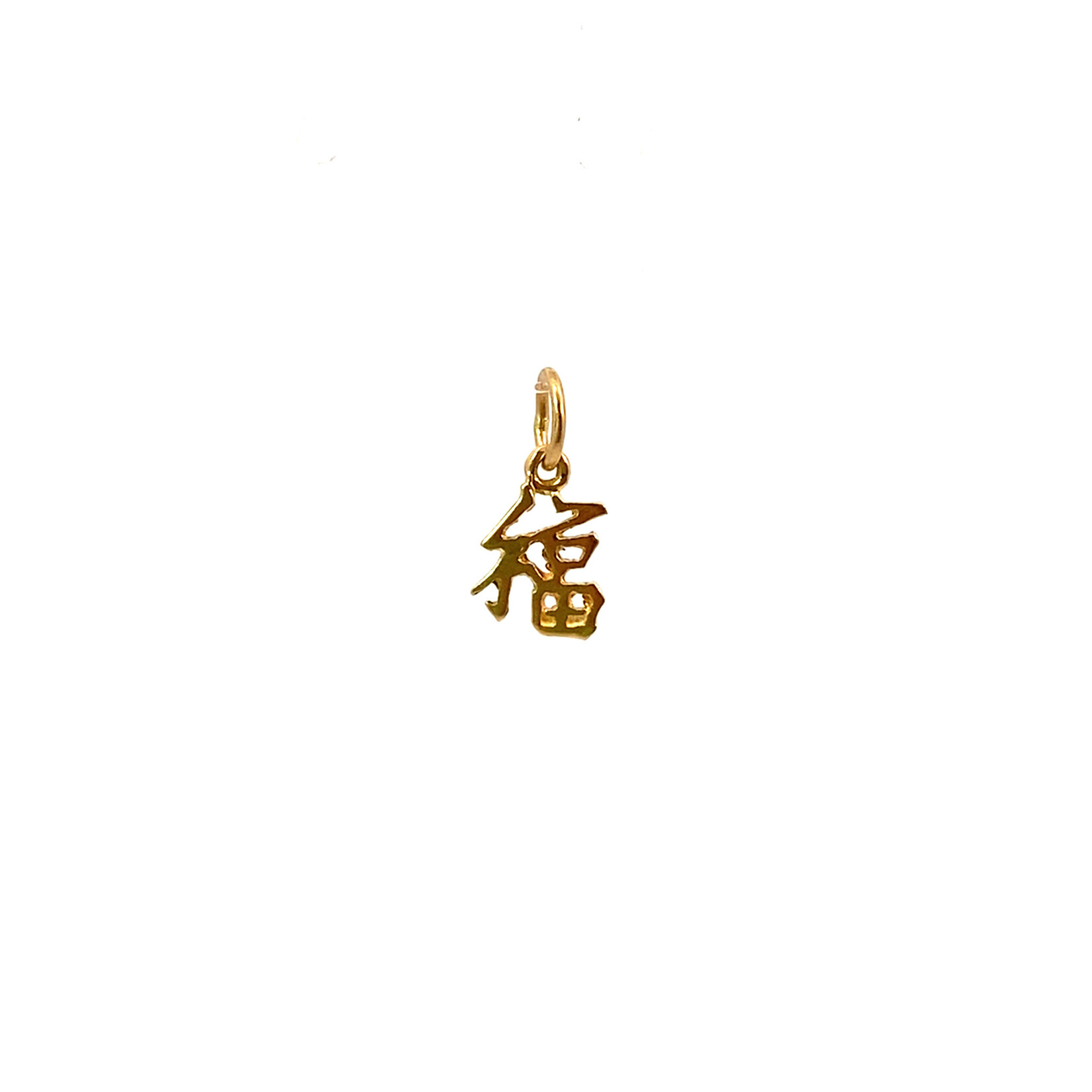 14K Yellow Gold "Good Luck"Kanji Pendant