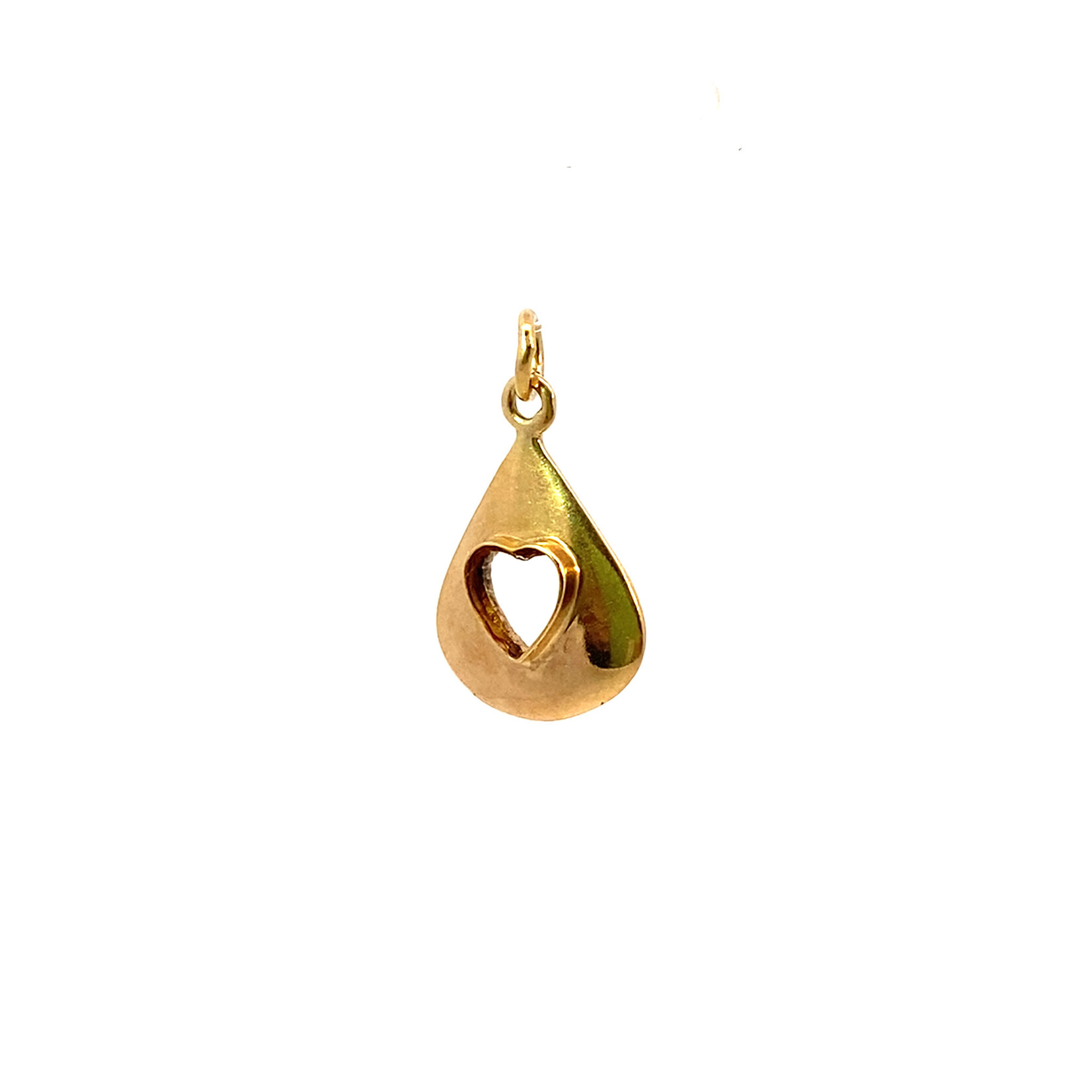 14K Yellow Gold Inverted Heart Charm