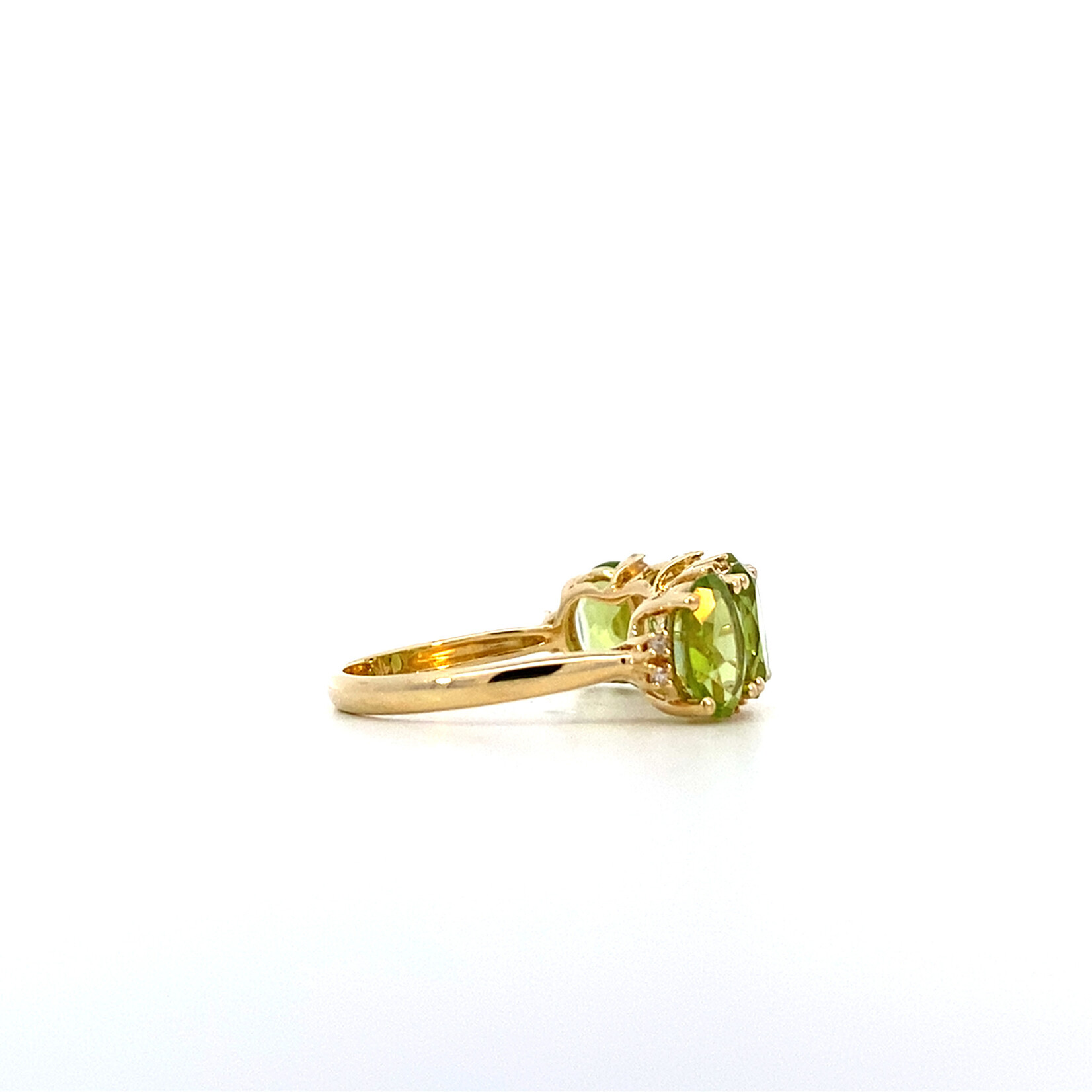 14K Yellow Gold Peridot & Diamond Ring sz7 D.16ctw