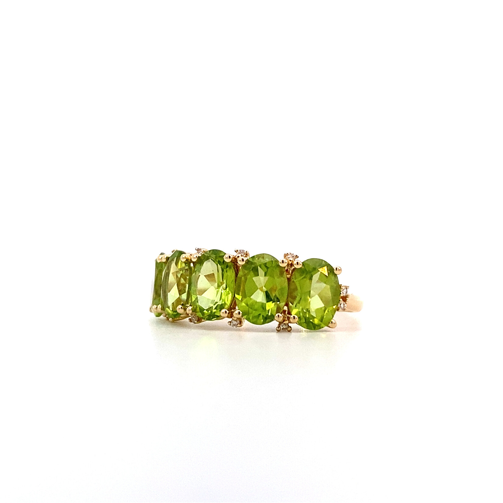 14K Yellow Gold Peridot & Diamond Ring sz7 D.16ctw
