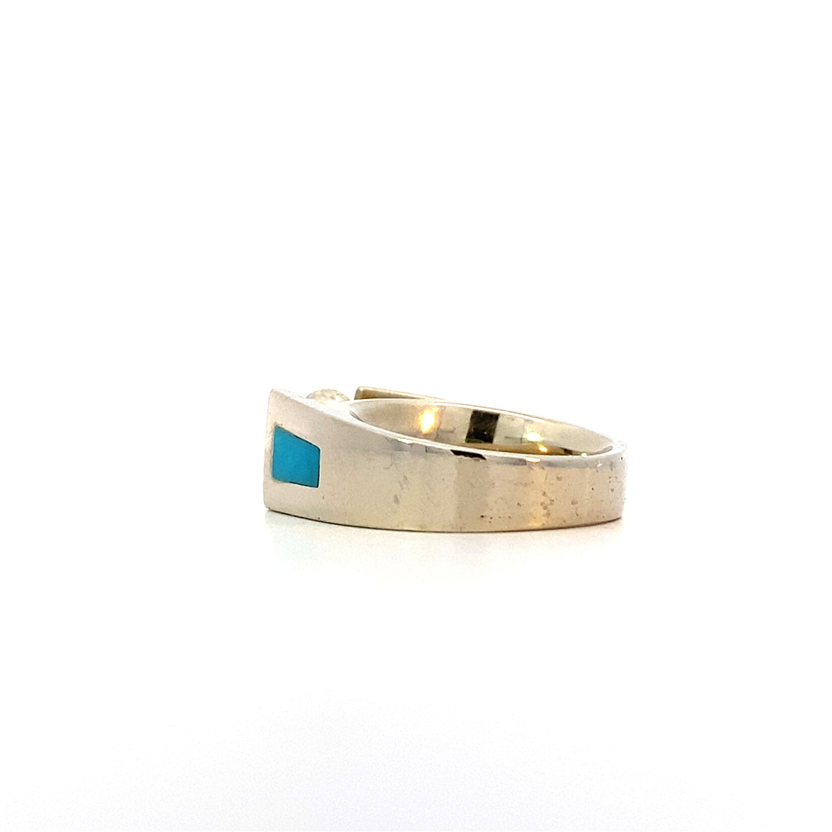 14K White Gold Diamond with Turquoise inlay sz4.5 1.88t SI2/I-J
