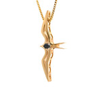 14K Yellow Gold 'Iwa Lele Black Diamond Pendant D.19ct (Color Enhanced)
